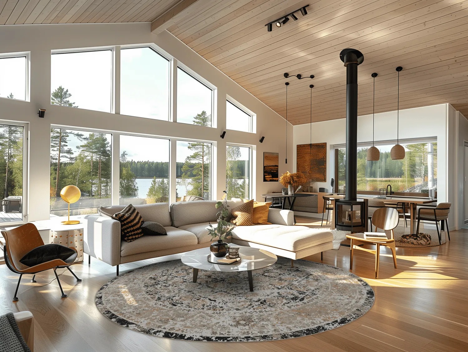 Tapete redondo - Douz (preto/multicolorido)