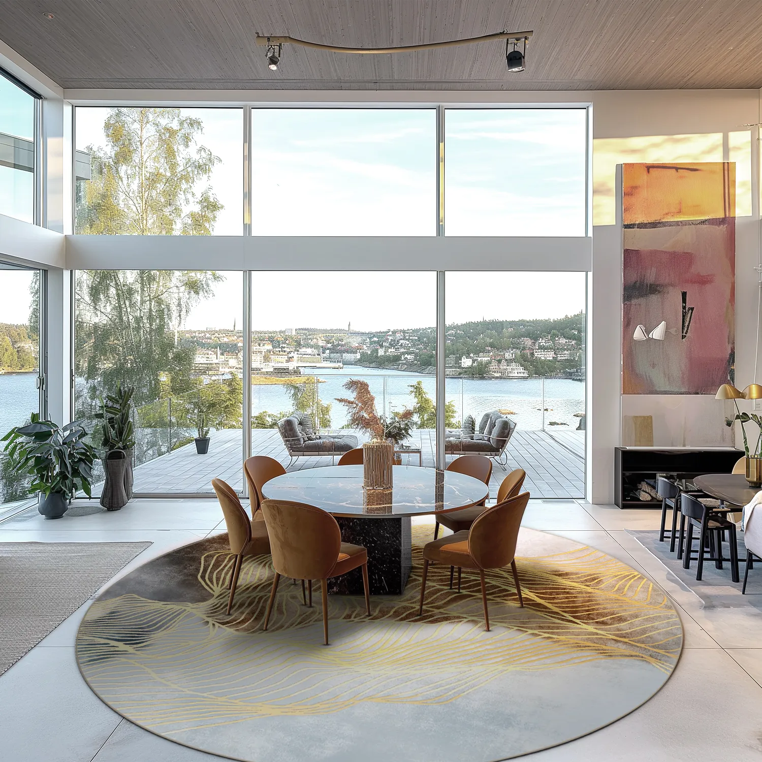 Tapete redondo - Ekual (azul/cinza/dourado)