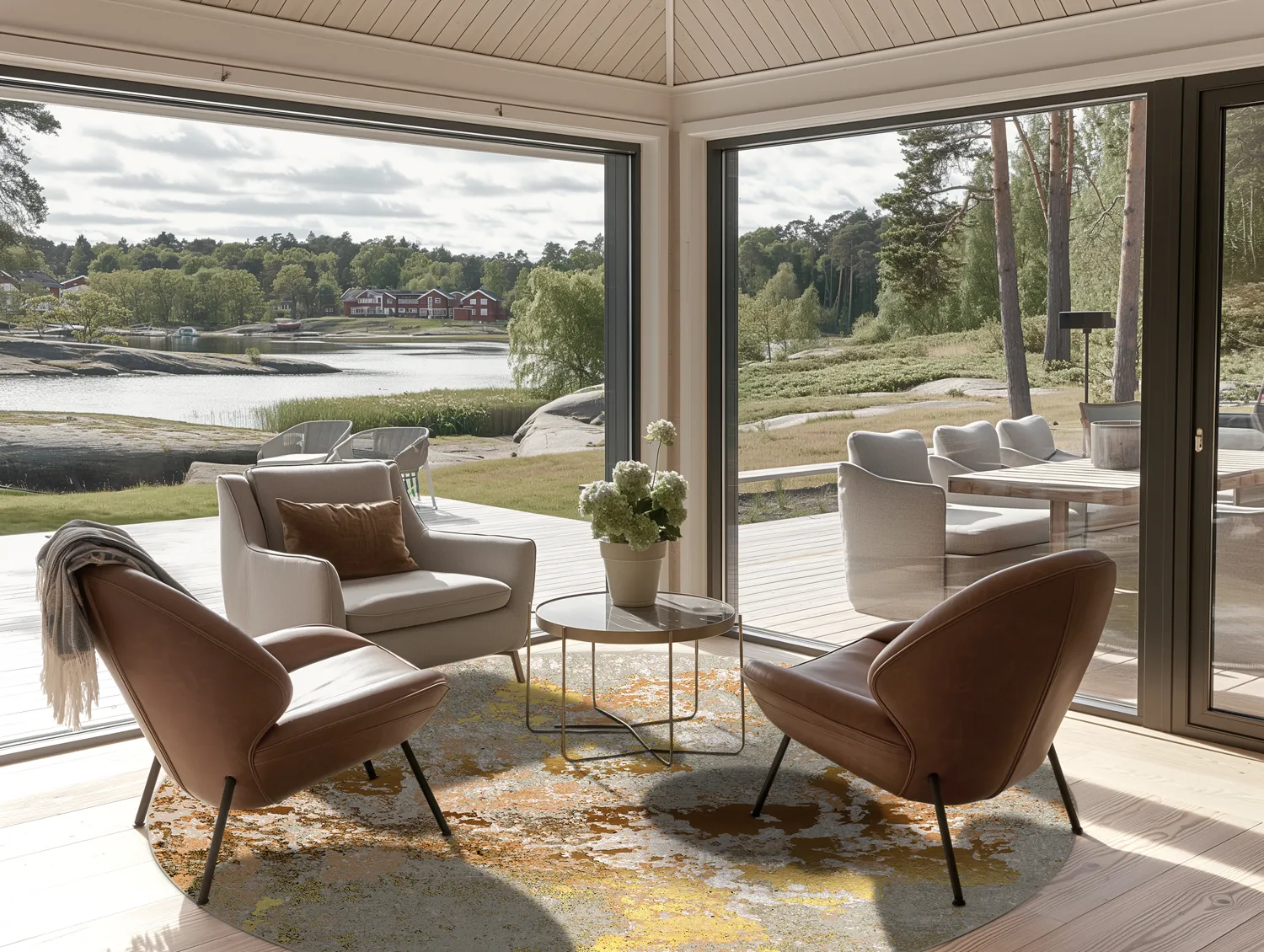 Tapete redondo - Elena (bege/dourado)