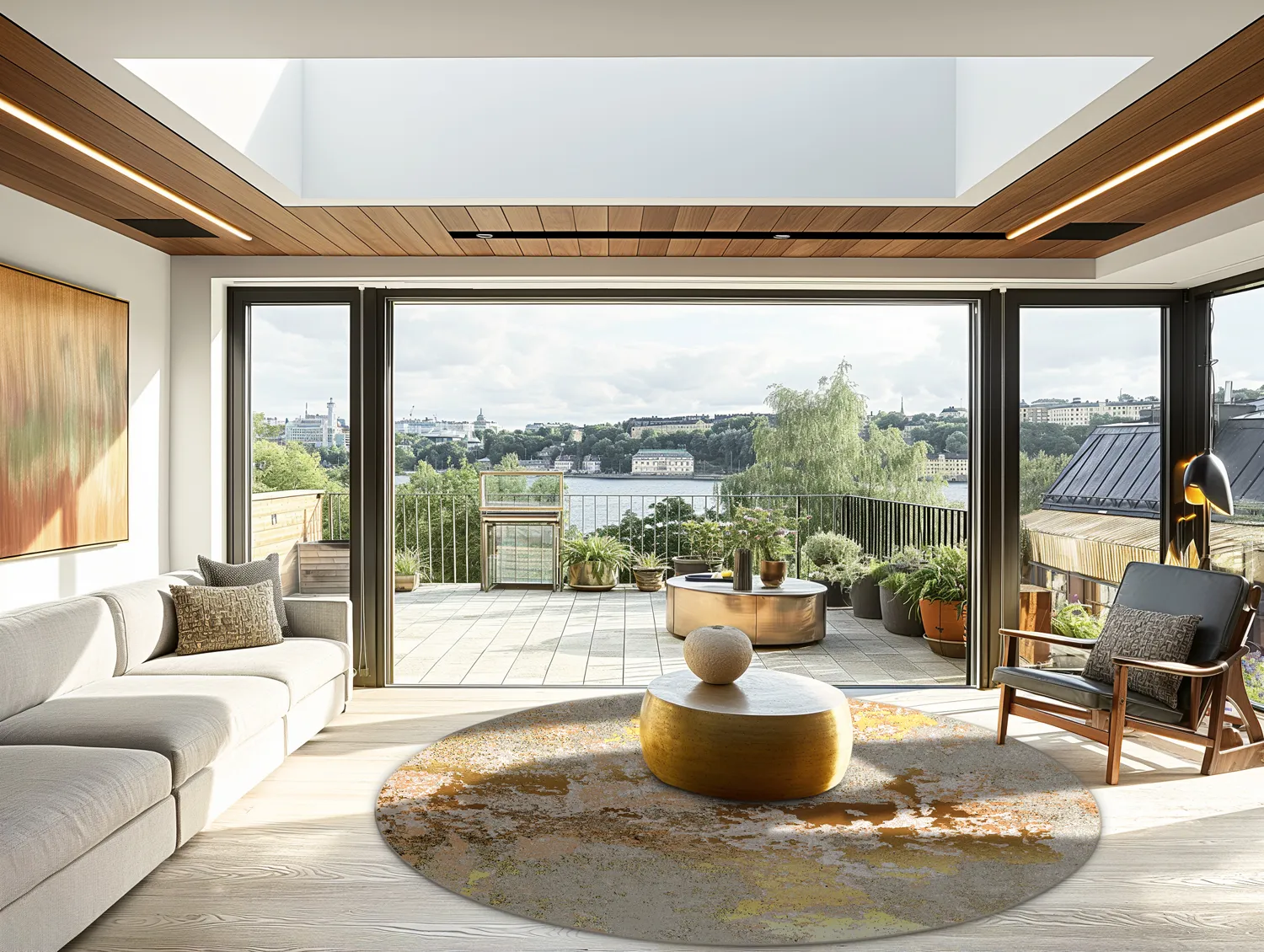 Tapete redondo - Elena (bege/dourado)