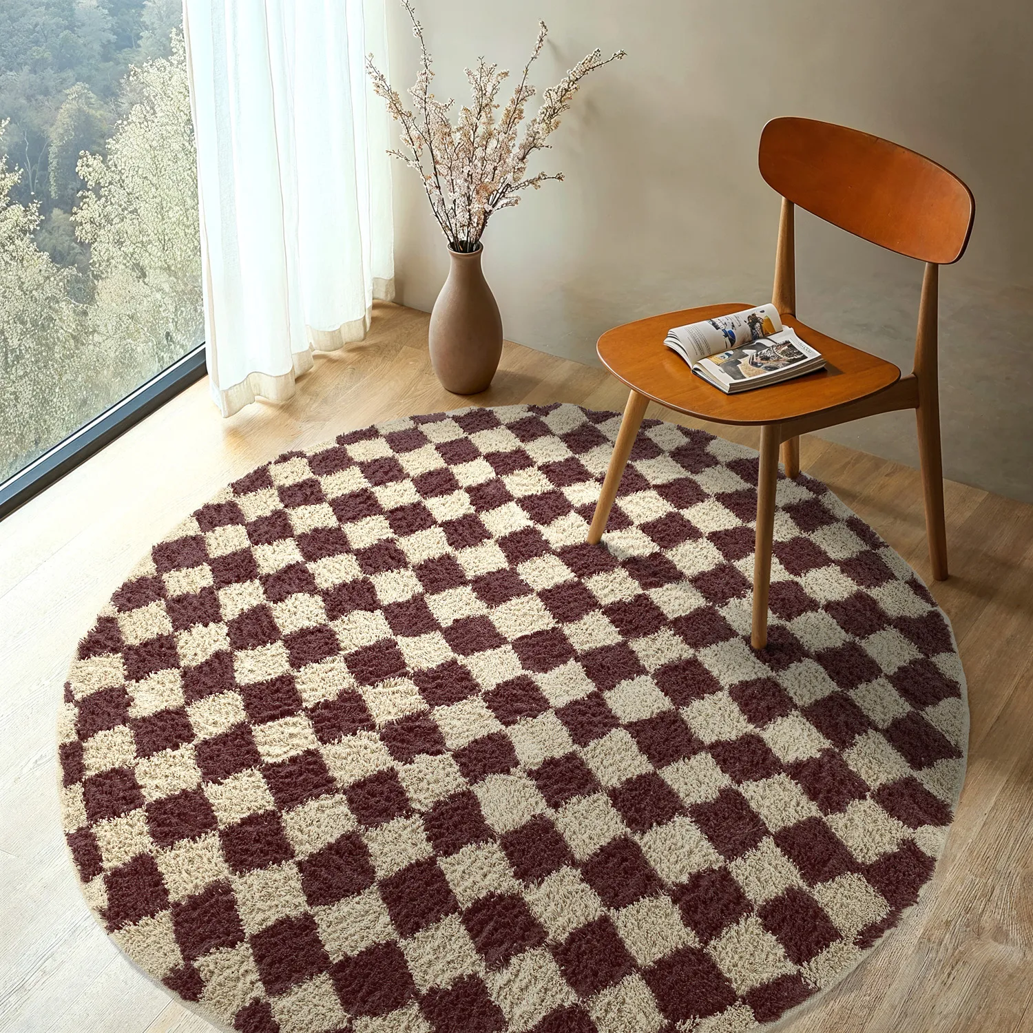 Tapete redondo - Elsey Natural Cotton Shaggy (bež/rjava)