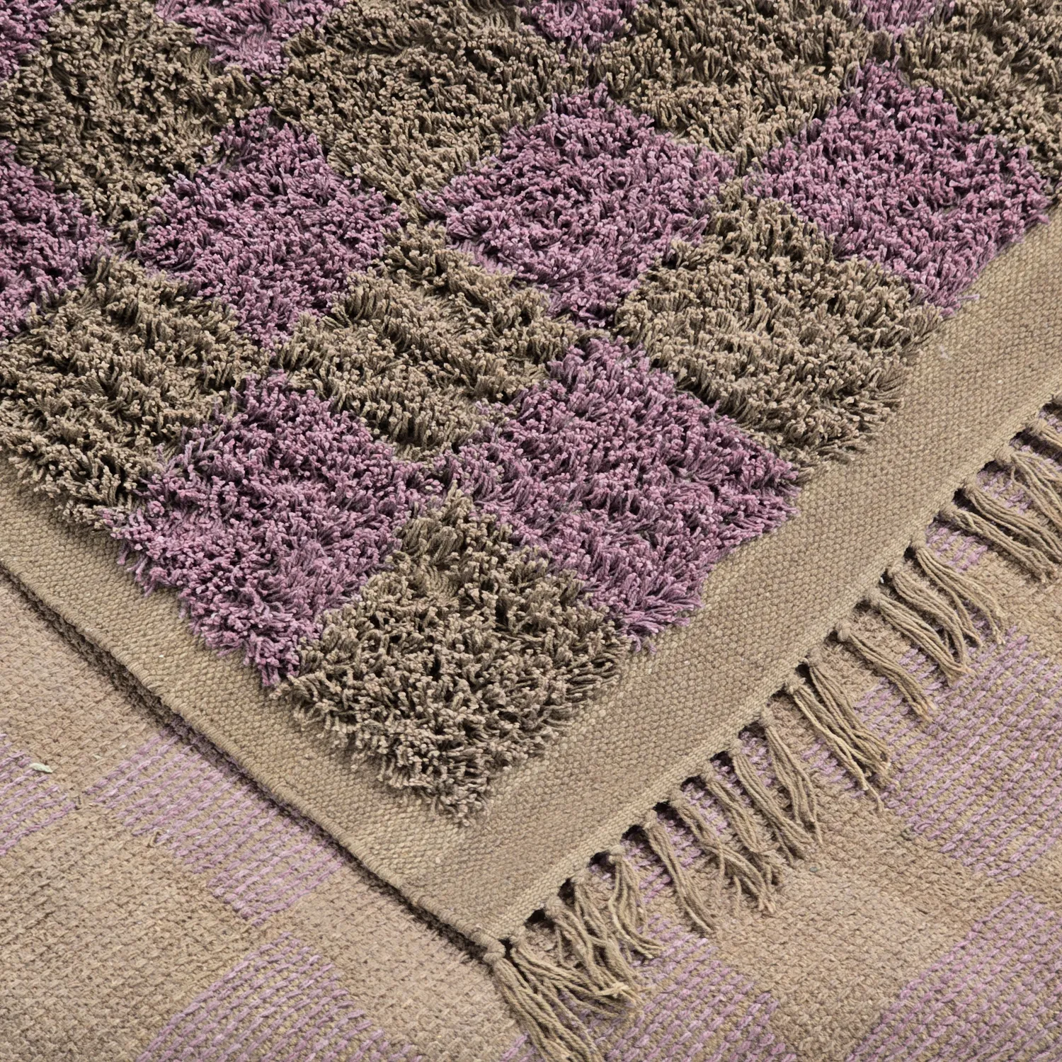 Tapetes felpudos - Elsey Natural Cotton Shaggy (rjava/vijolična)