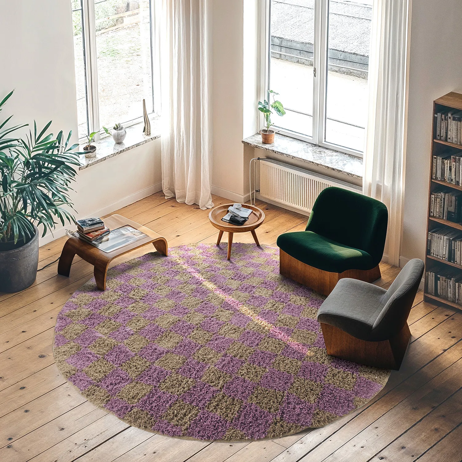 Tapete redondo - Elsey Natural Cotton Shaggy (rjava/vijolična)