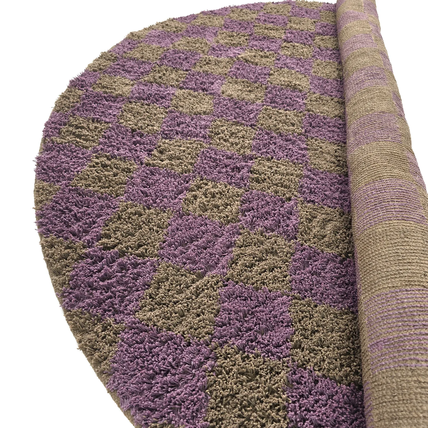 Tapete redondo - Elsey Natural Cotton Shaggy (rjava/vijolična)