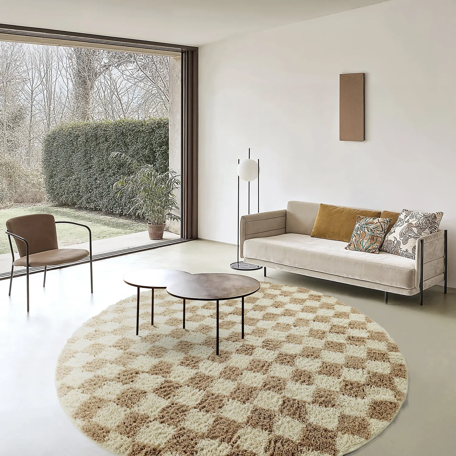 Tapete redondo - Elsey Natural Cotton Shaggy (smetana/pesek)