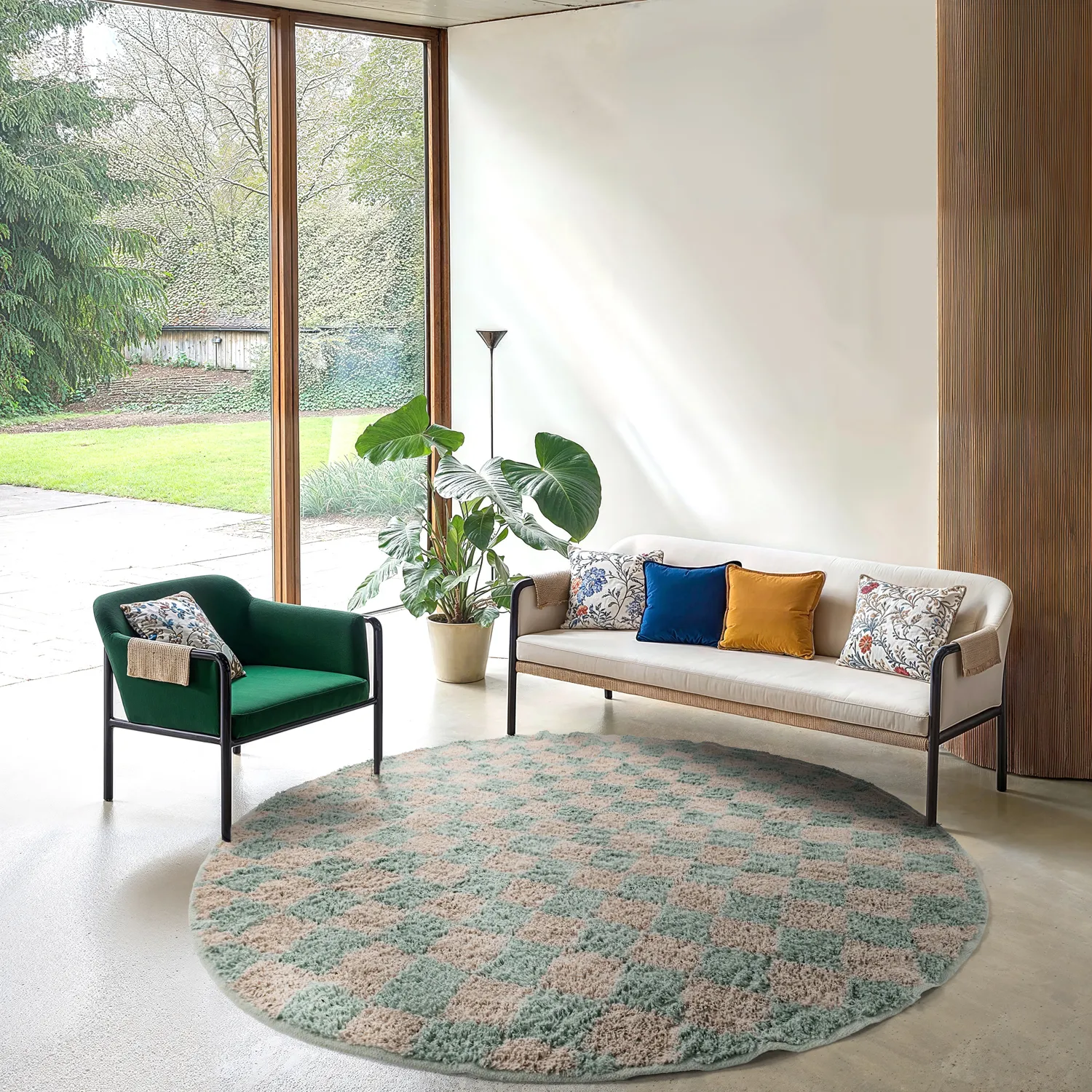 Tapete redondo - Elsey Natural Cotton Shaggy (siva/roza)