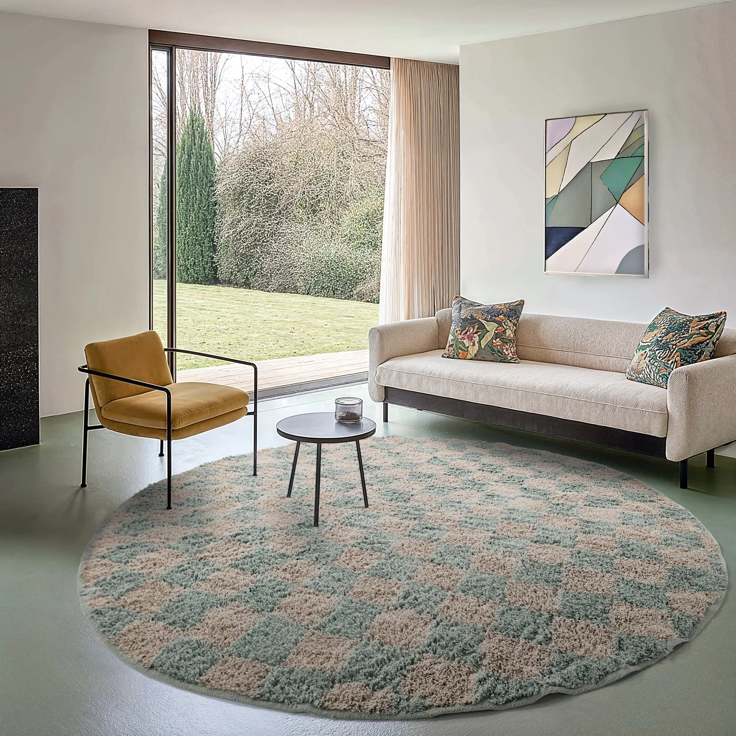 Tapete redondo - Elsey Natural Cotton Shaggy (siva/roza)