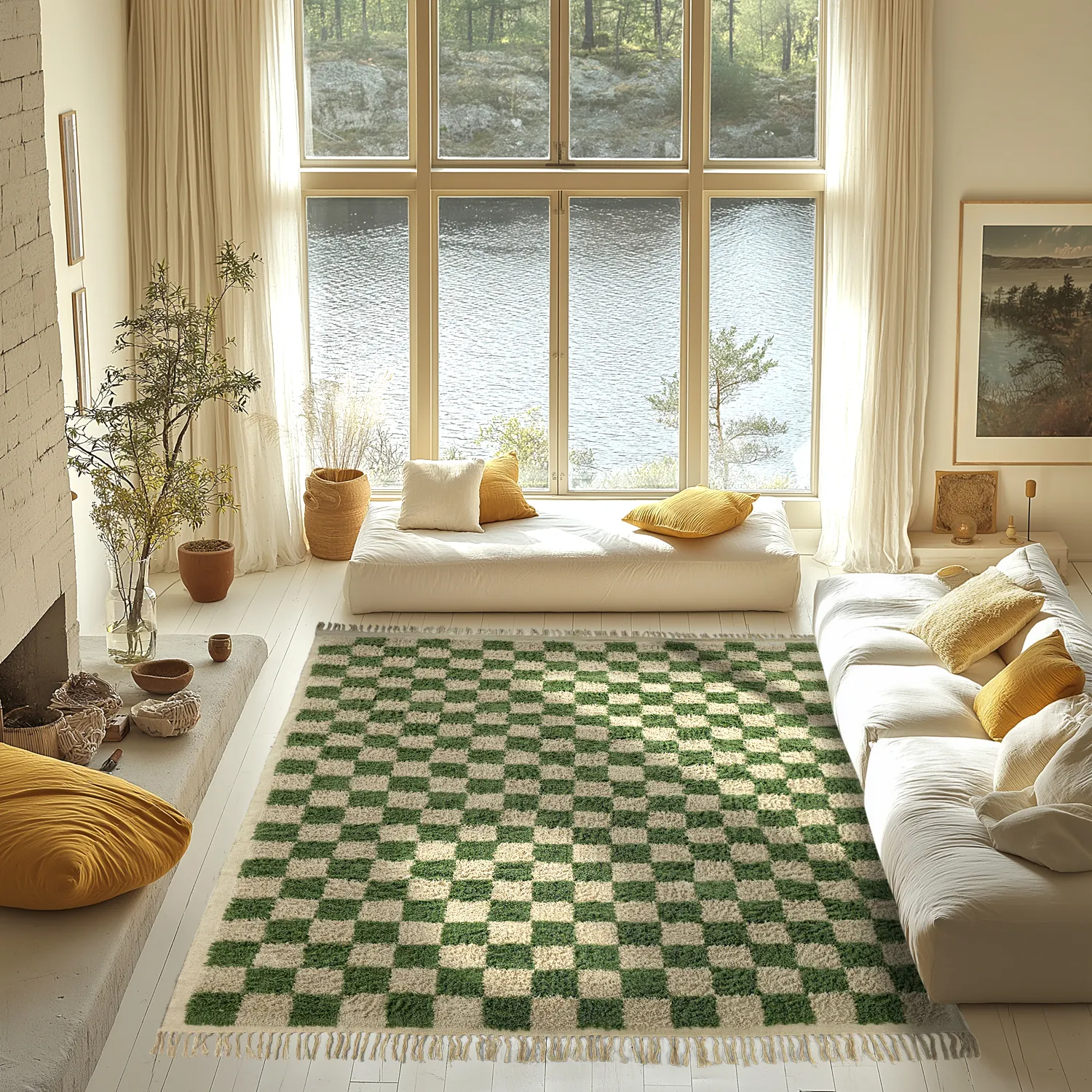 Tapetes felpudos - Elsey Natural Cotton Shaggy (zelena/bež)