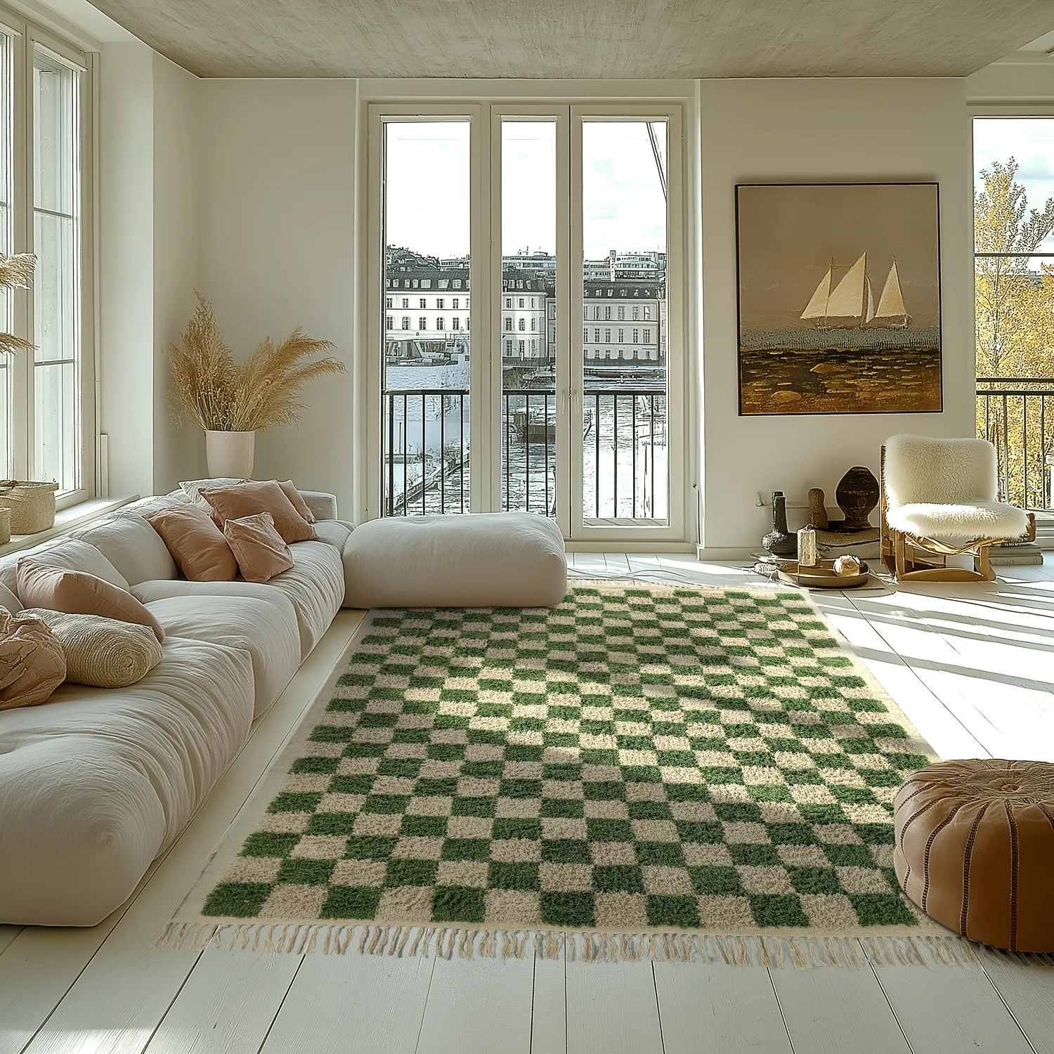 Tapetes felpudos - Elsey Natural Cotton Shaggy (zelena/bež)