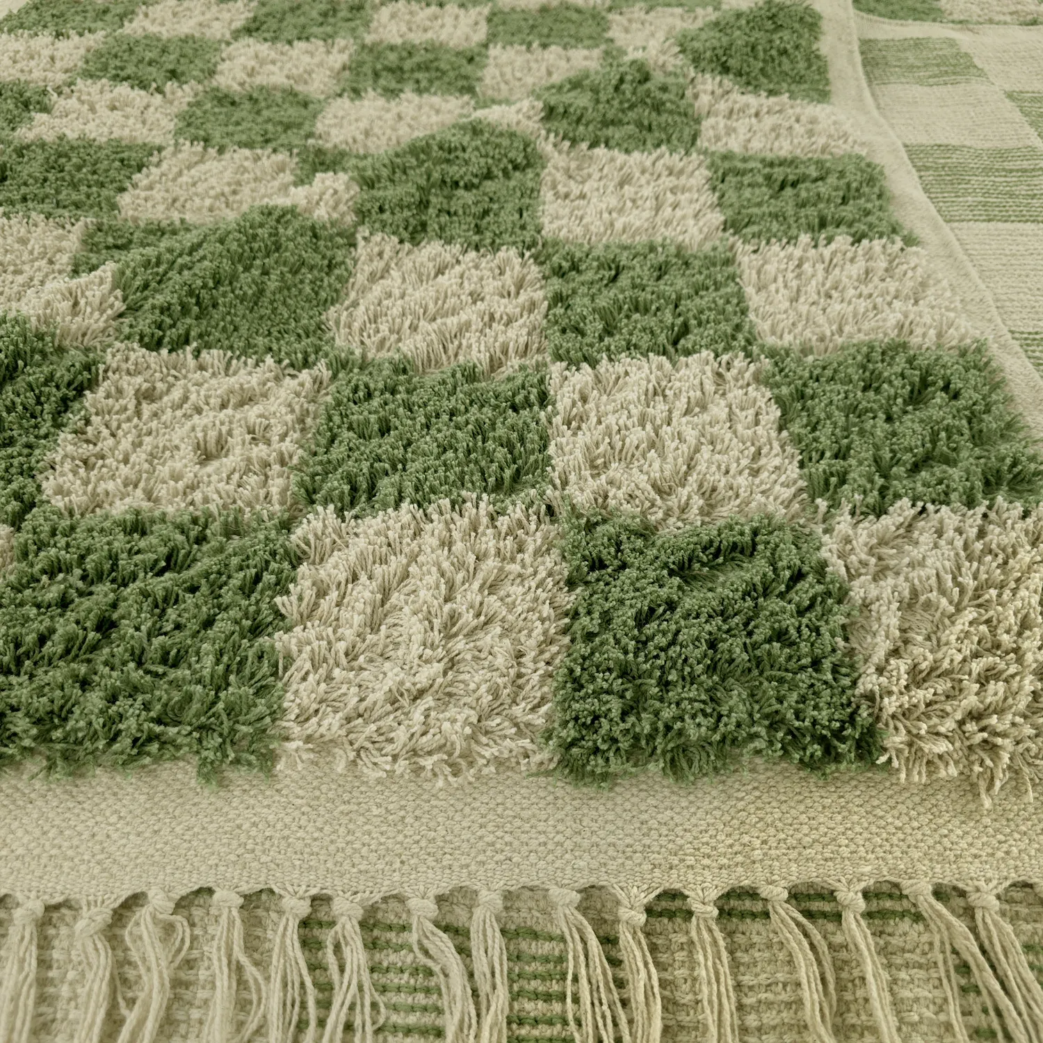 Tapetes felpudos - Elsey Natural Cotton Shaggy (zelena/bež)