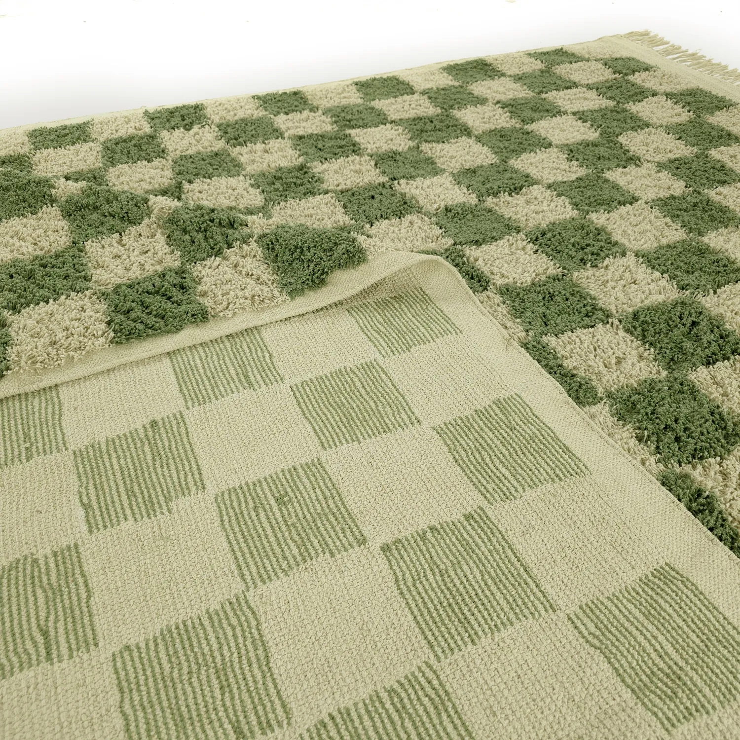 Tapetes felpudos - Elsey Natural Cotton Shaggy (zelena/bež)