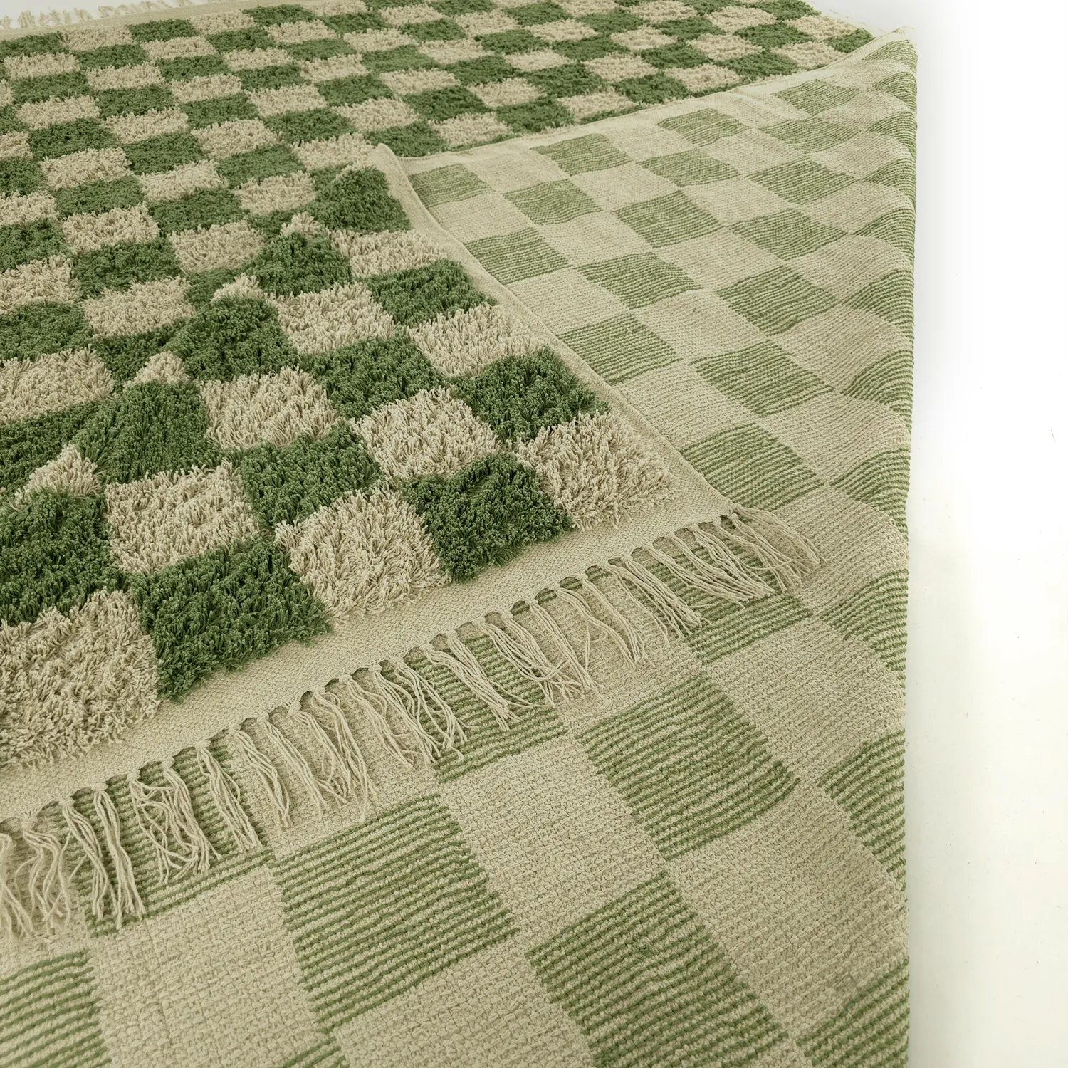 Tapetes felpudos - Elsey Natural Cotton Shaggy (zelena/bež)