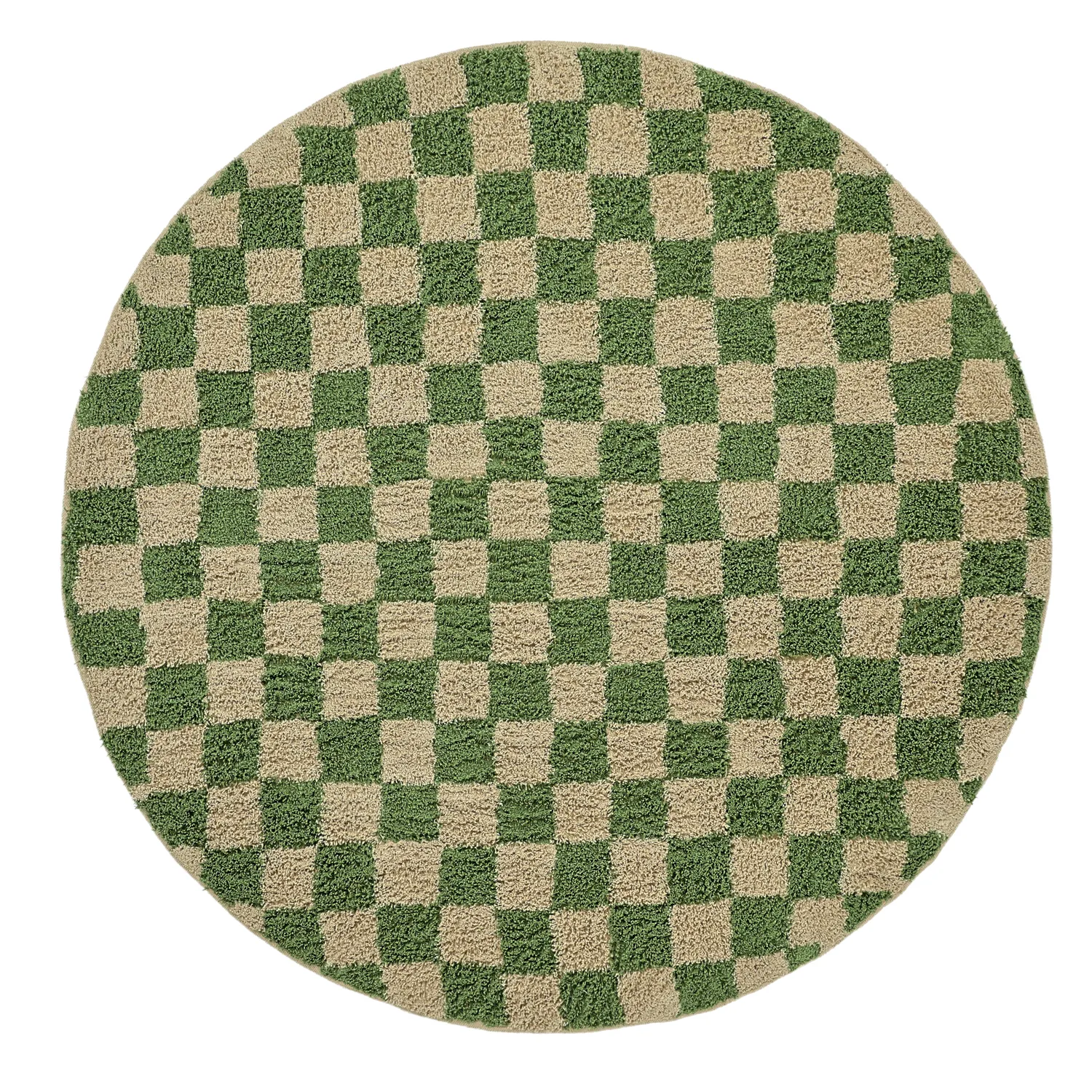 Tapete redondo - Elsey Natural Cotton Shaggy (zelena/bež)