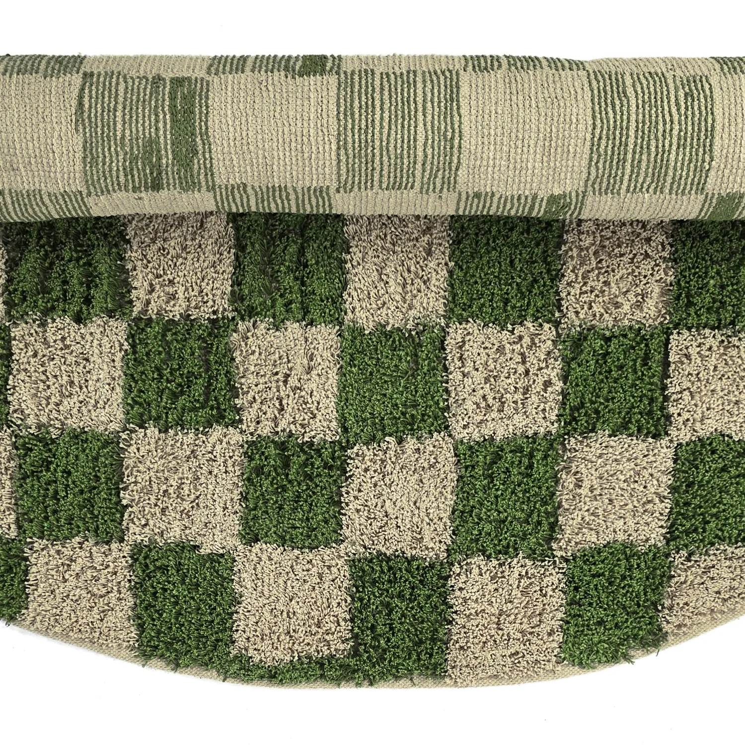 Tapete redondo - Elsey Natural Cotton Shaggy (zelena/bež)