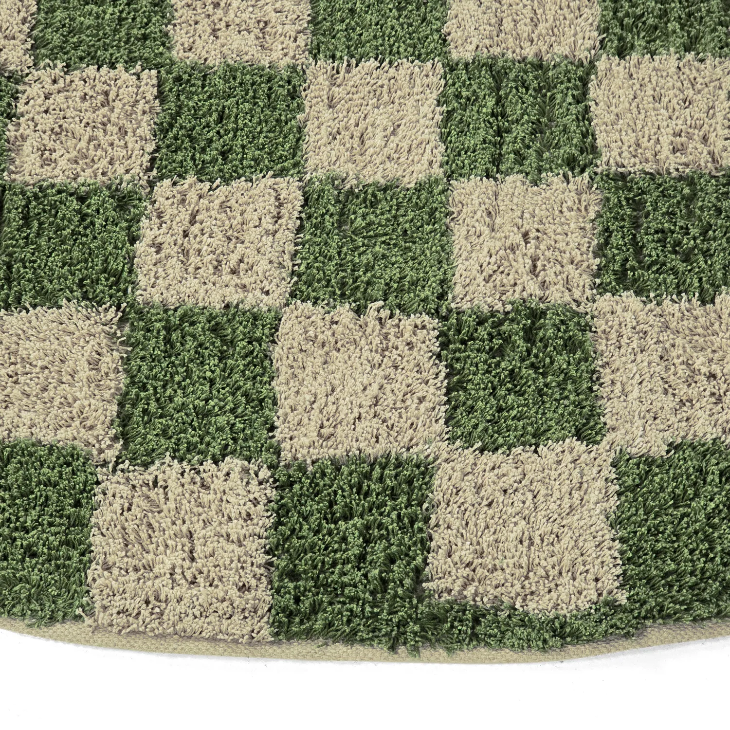 Tapete redondo - Elsey Natural Cotton Shaggy (zelena/bež)