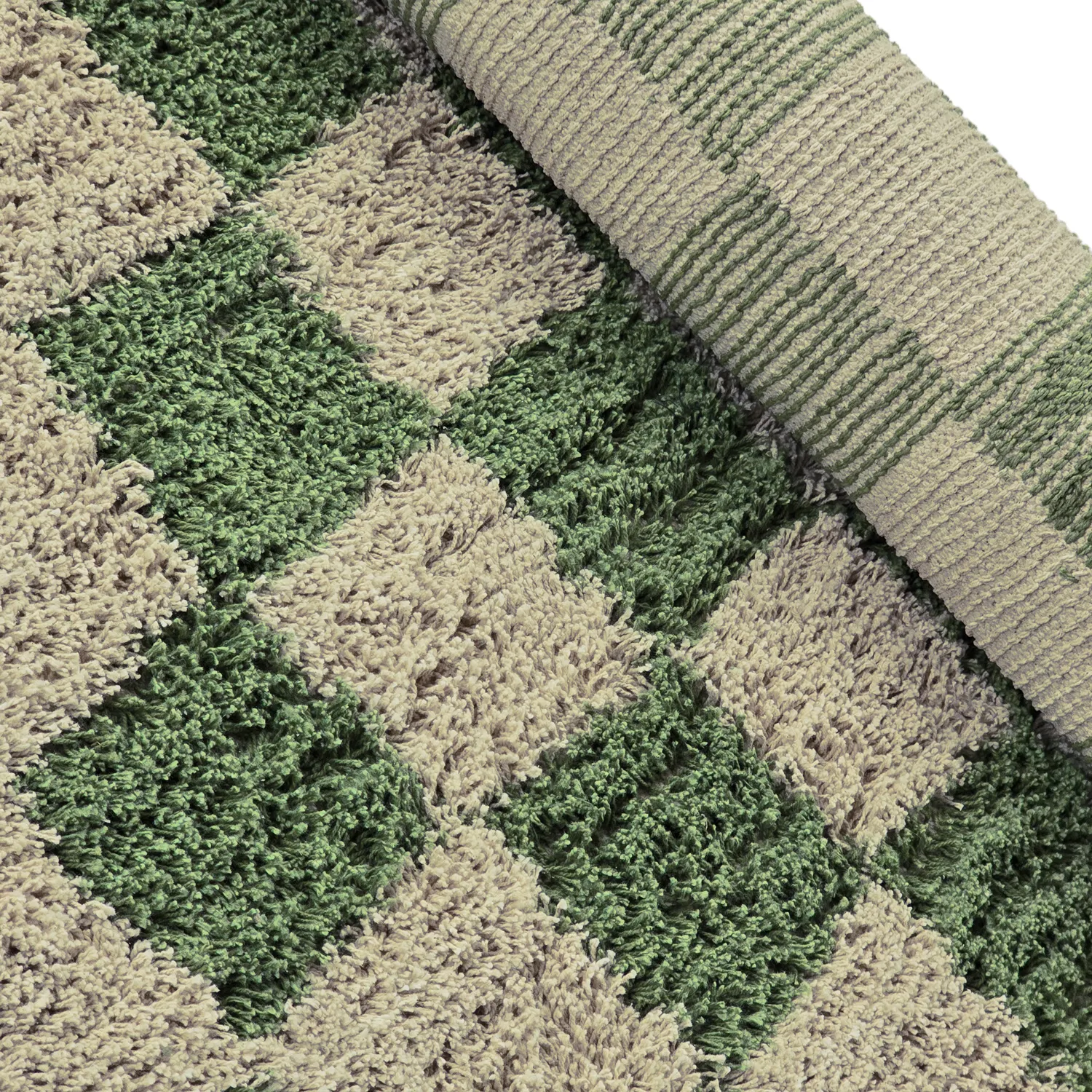 Tapete redondo - Elsey Natural Cotton Shaggy (zelena/bež)