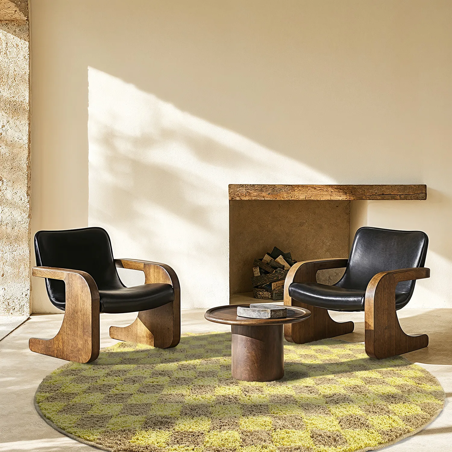 Tapete redondo - Elsey Natural Cotton Shaggy (rumeno/bege)