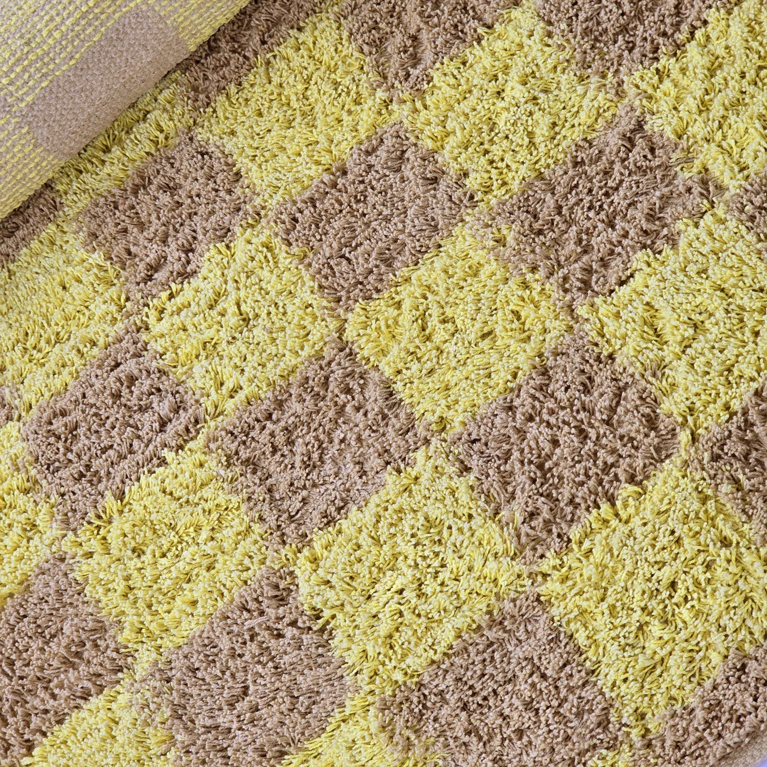 Tapete redondo - Elsey Natural Cotton Shaggy (rumeno/bege)