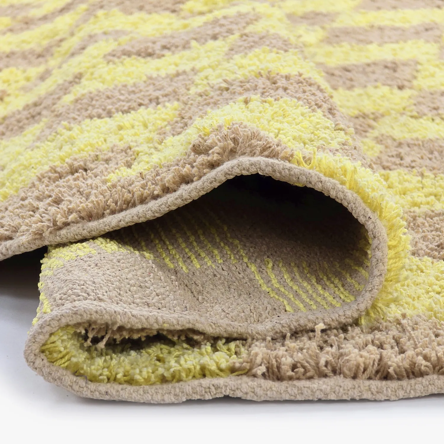 Tapete redondo - Elsey Natural Cotton Shaggy (rumeno/bege)