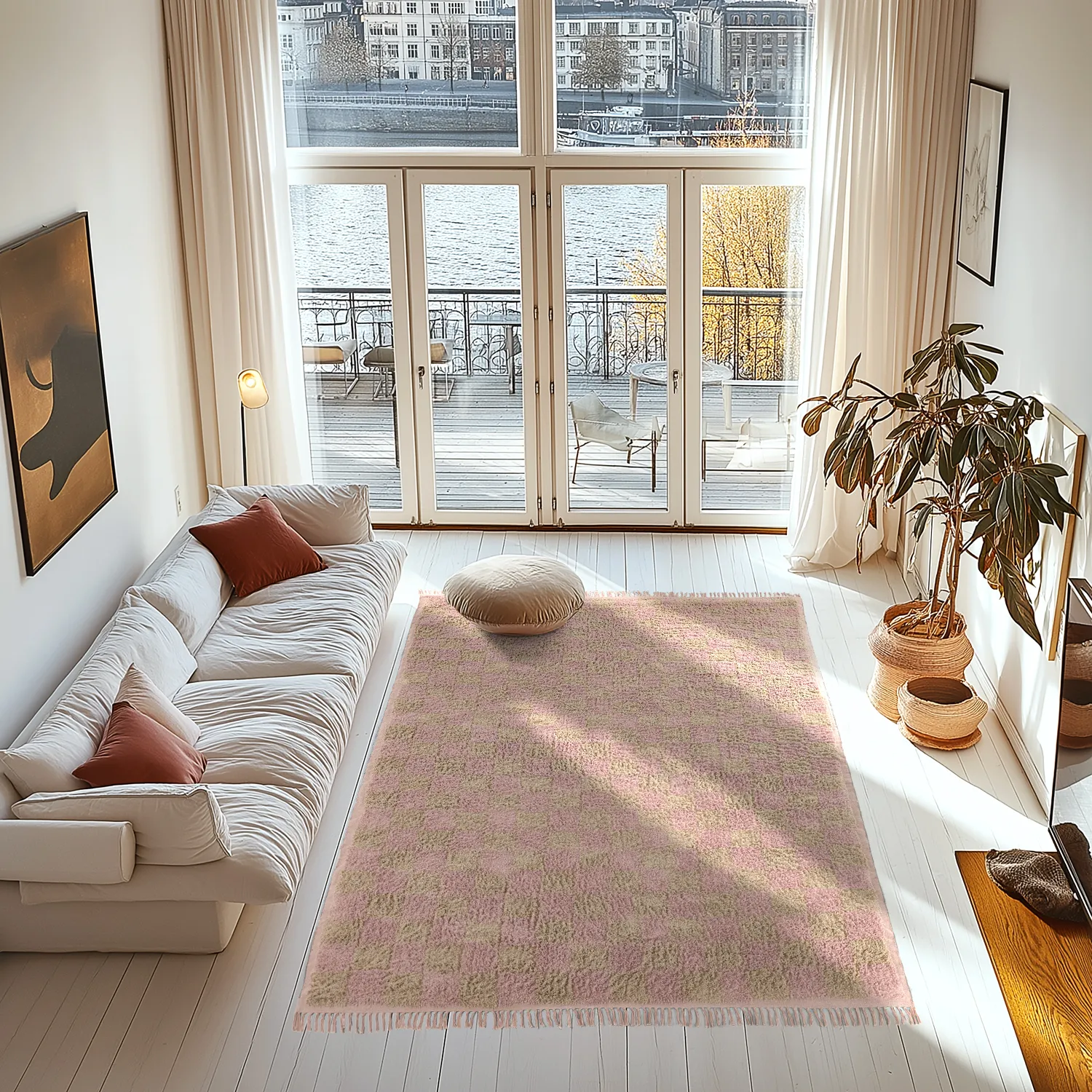 Tapetes felpudos - Elsey Natural Cotton Shaggy (roza/oranžna)