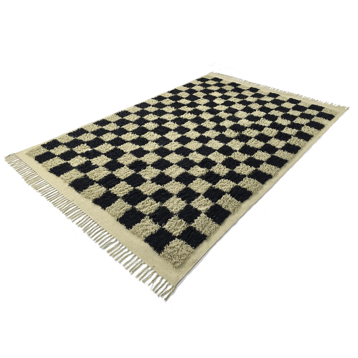 Tapetes felpudos - Elsey Natural Cotton Shaggy (črna/bež)