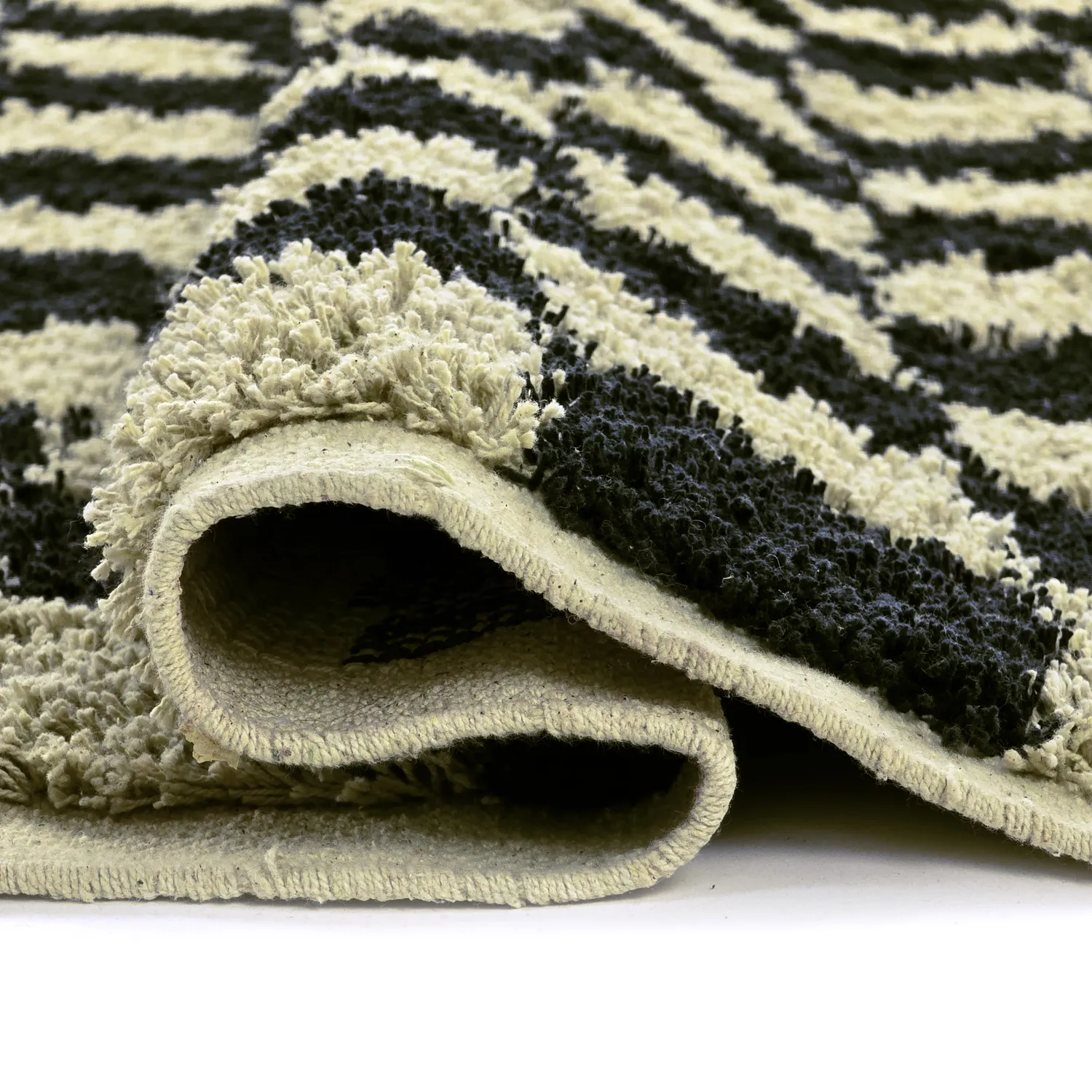 Tapetes felpudos - Elsey Natural Cotton Shaggy (črna/bež)