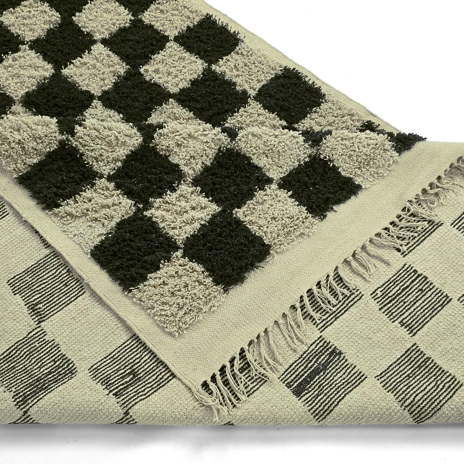 Tapetes felpudos - Elsey Natural Cotton Shaggy (črna/bež)