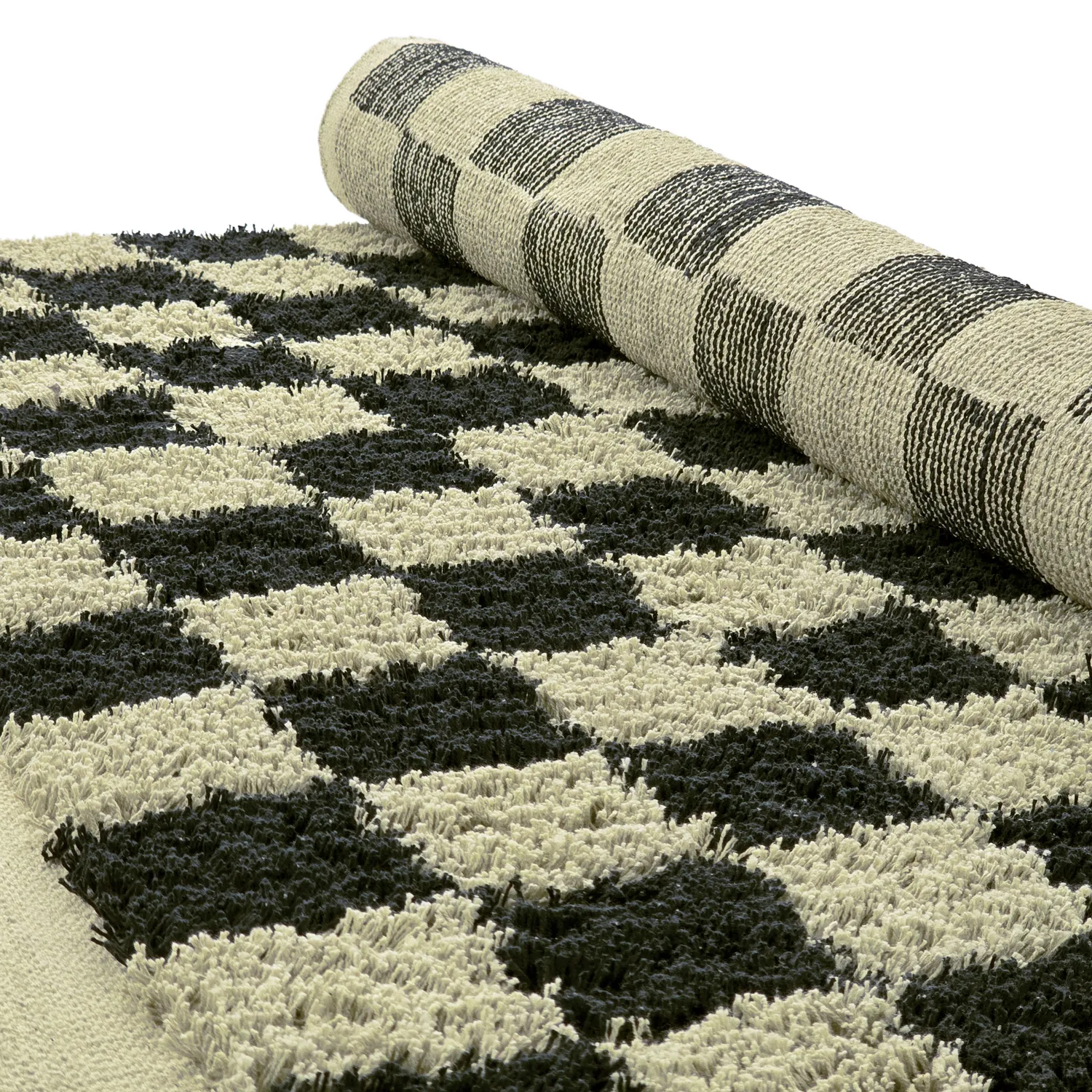 Tapetes felpudos - Elsey Natural Cotton Shaggy (črna/bež)