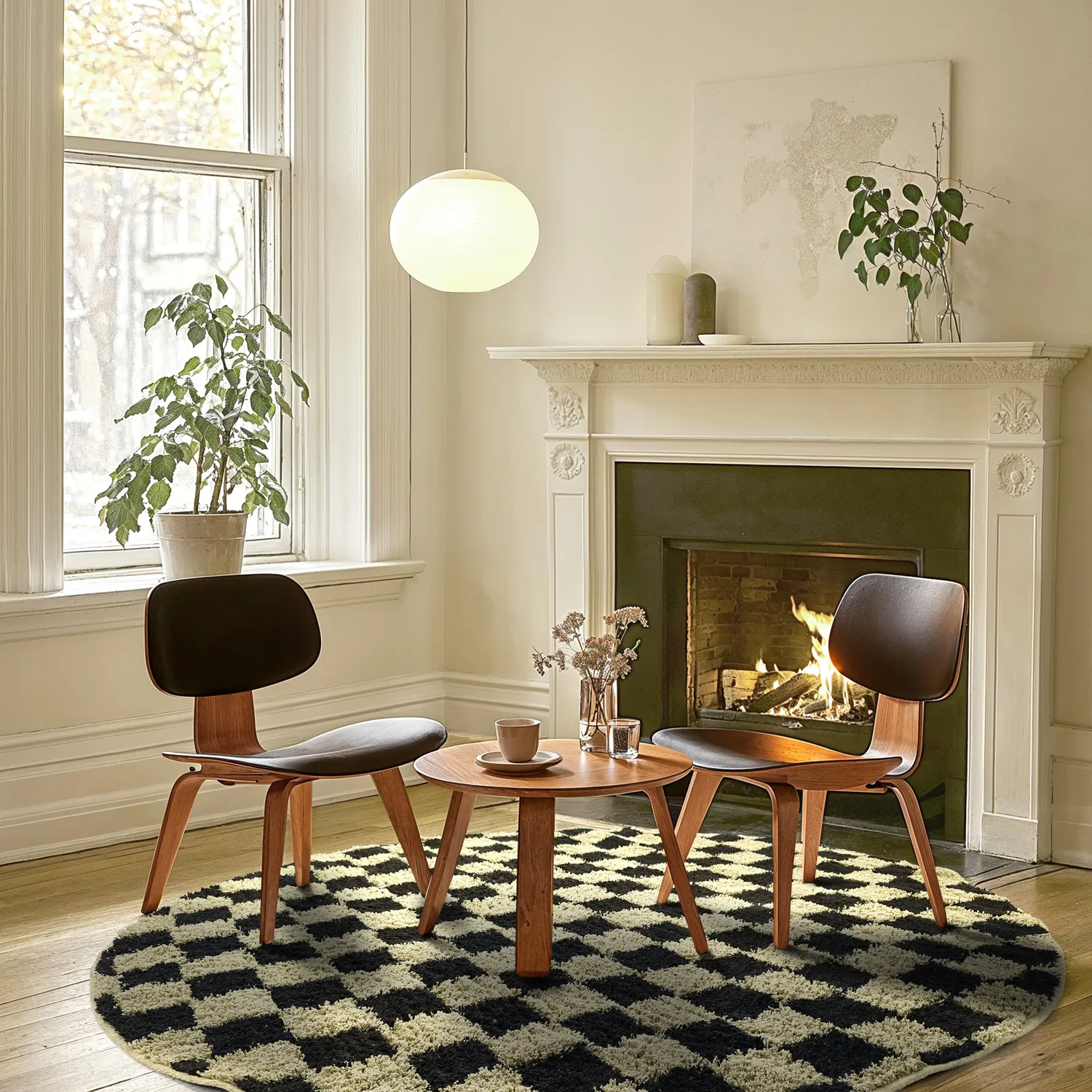 Tapete redondo - Elsey Natural Cotton Shaggy (črna/bež)