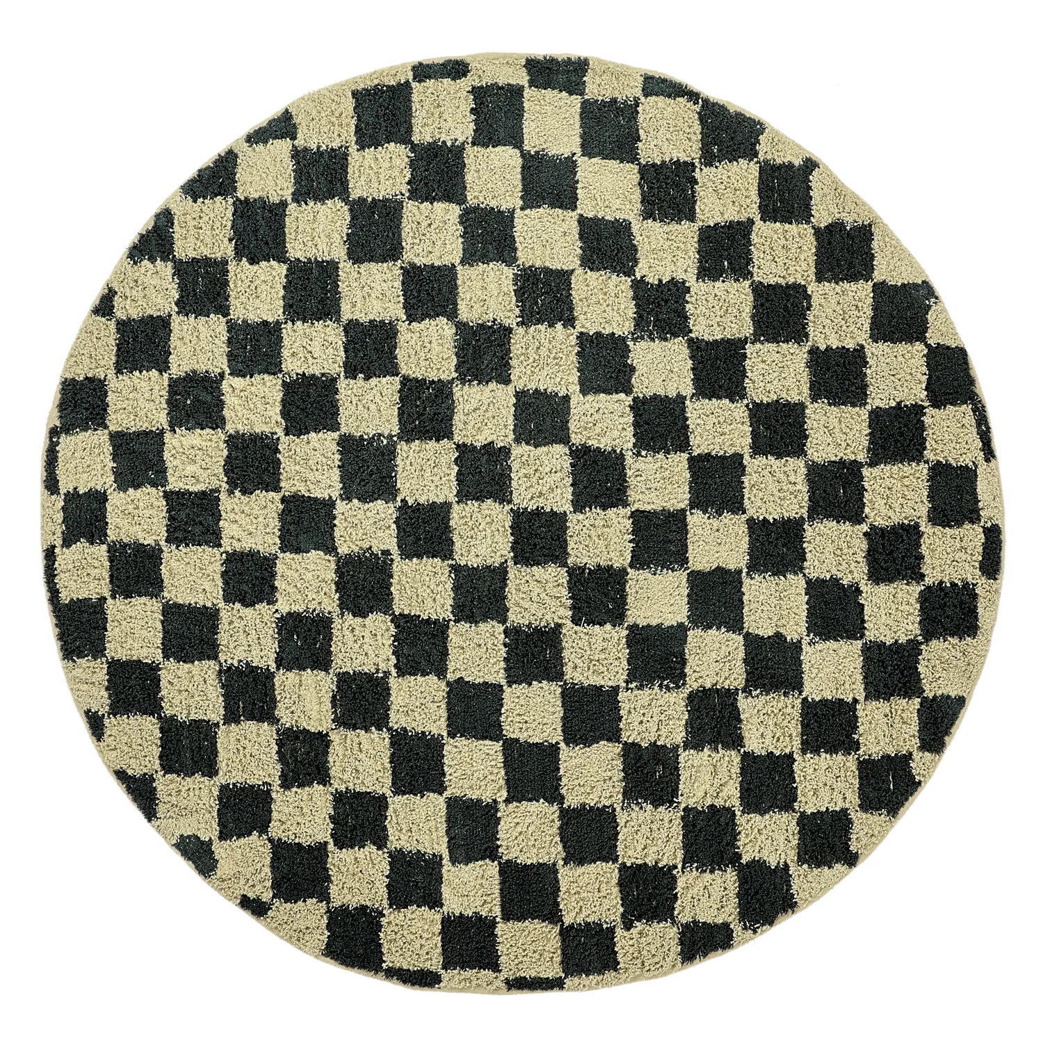 Tapete redondo - Elsey Natural Cotton Shaggy (črna/bež)