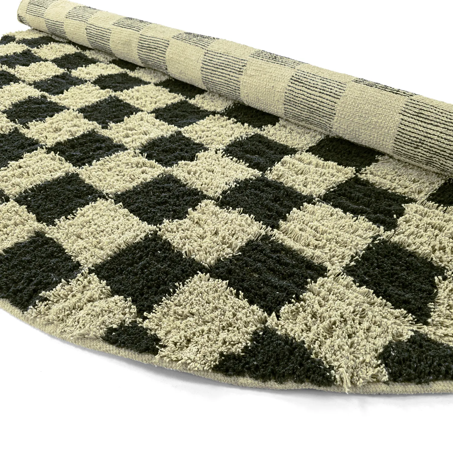 Tapete redondo - Elsey Natural Cotton Shaggy (črna/bež)