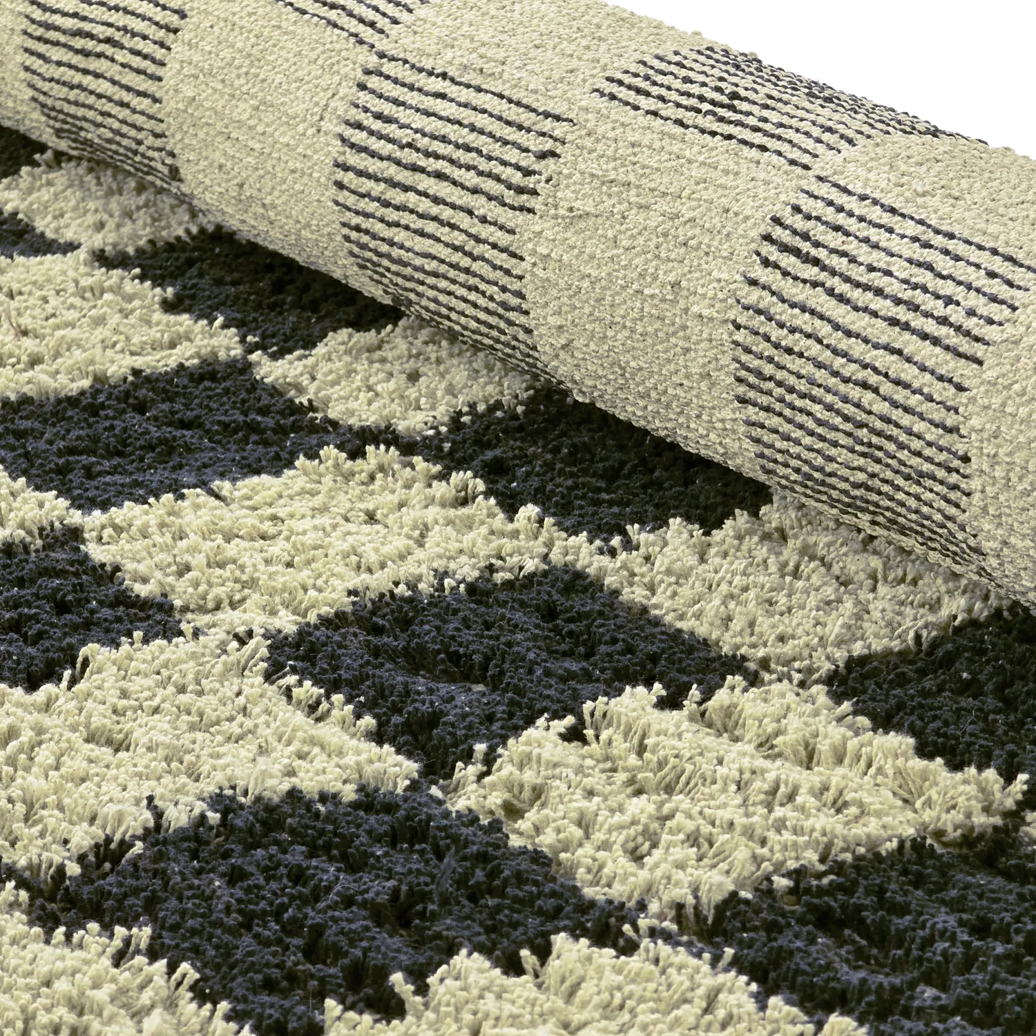 Tapete redondo - Elsey Natural Cotton Shaggy (črna/bež)