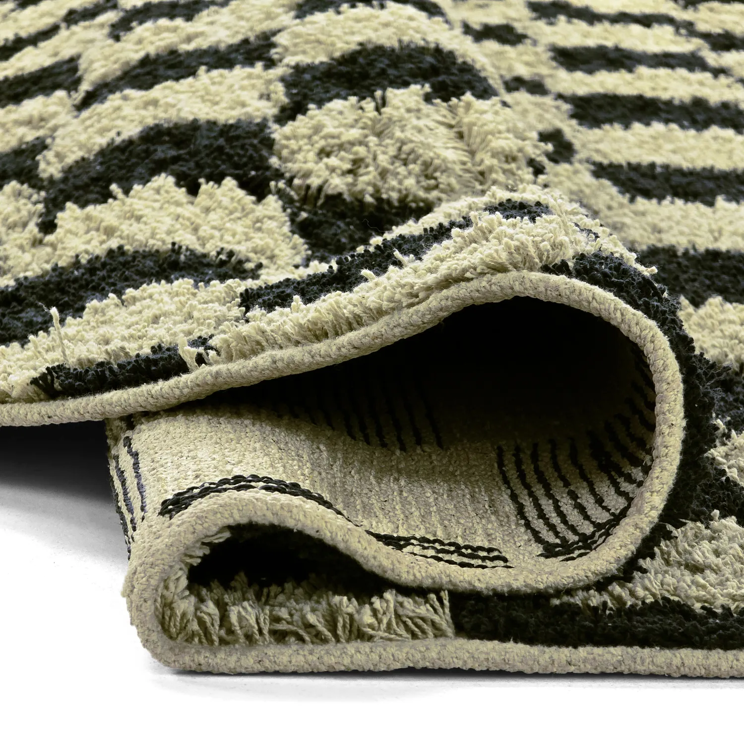 Tapete redondo - Elsey Natural Cotton Shaggy (črna/bež)