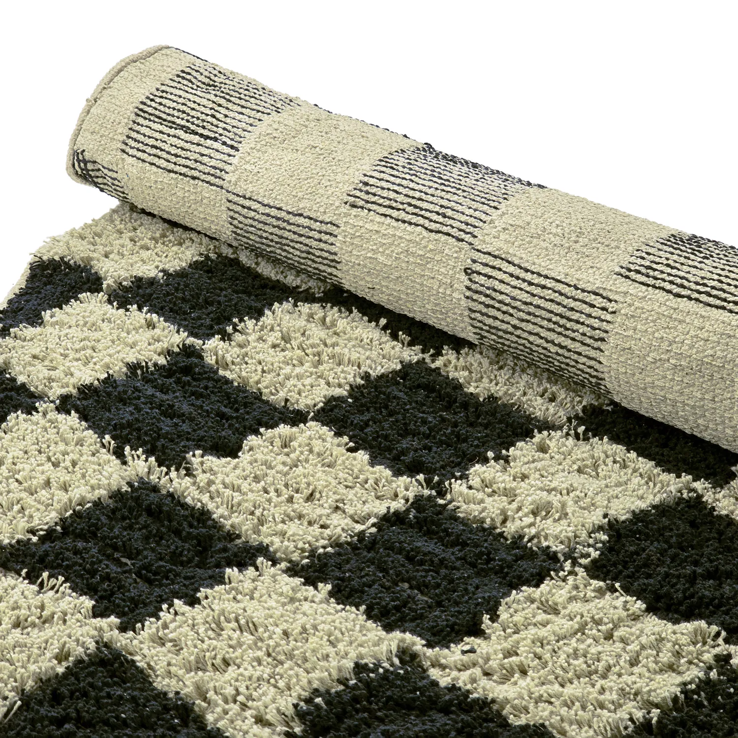 Tapete redondo - Elsey Natural Cotton Shaggy (črna/bež)