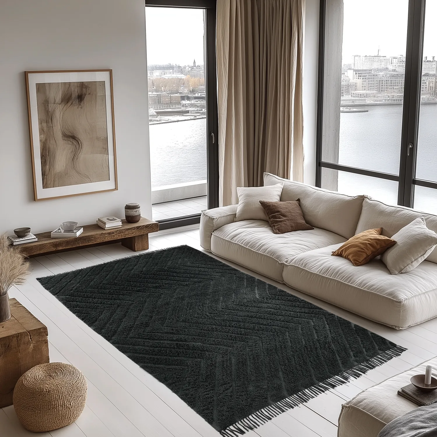 Tapetes felpudos - Farley Natural Cotton Shaggy (črna)