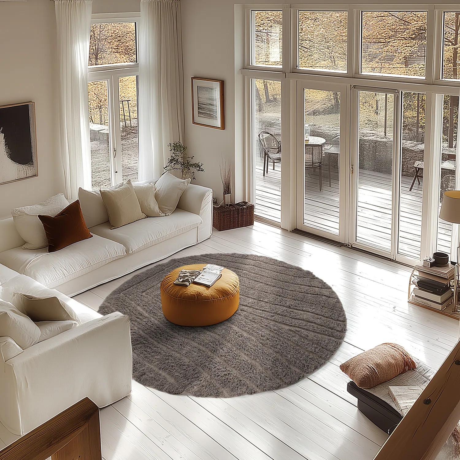 Tapete redondo - Farley Natural Cotton Shaggy (taupe)