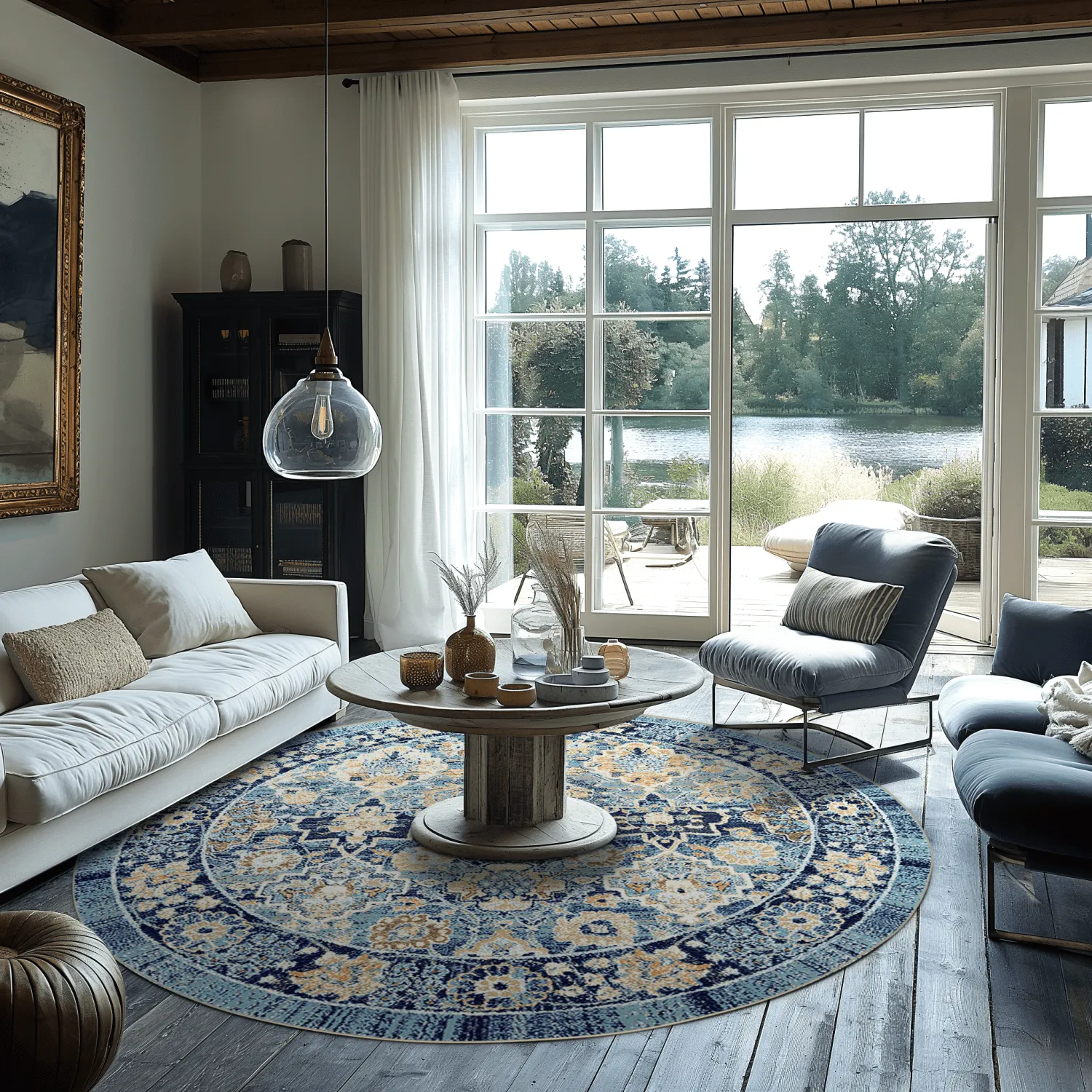 Tapete redondo - Fernana (azul/multicolorido)