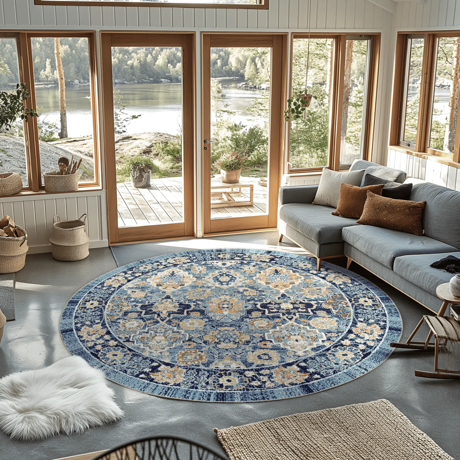 Tapete redondo - Fernana (azul/multicolorido)