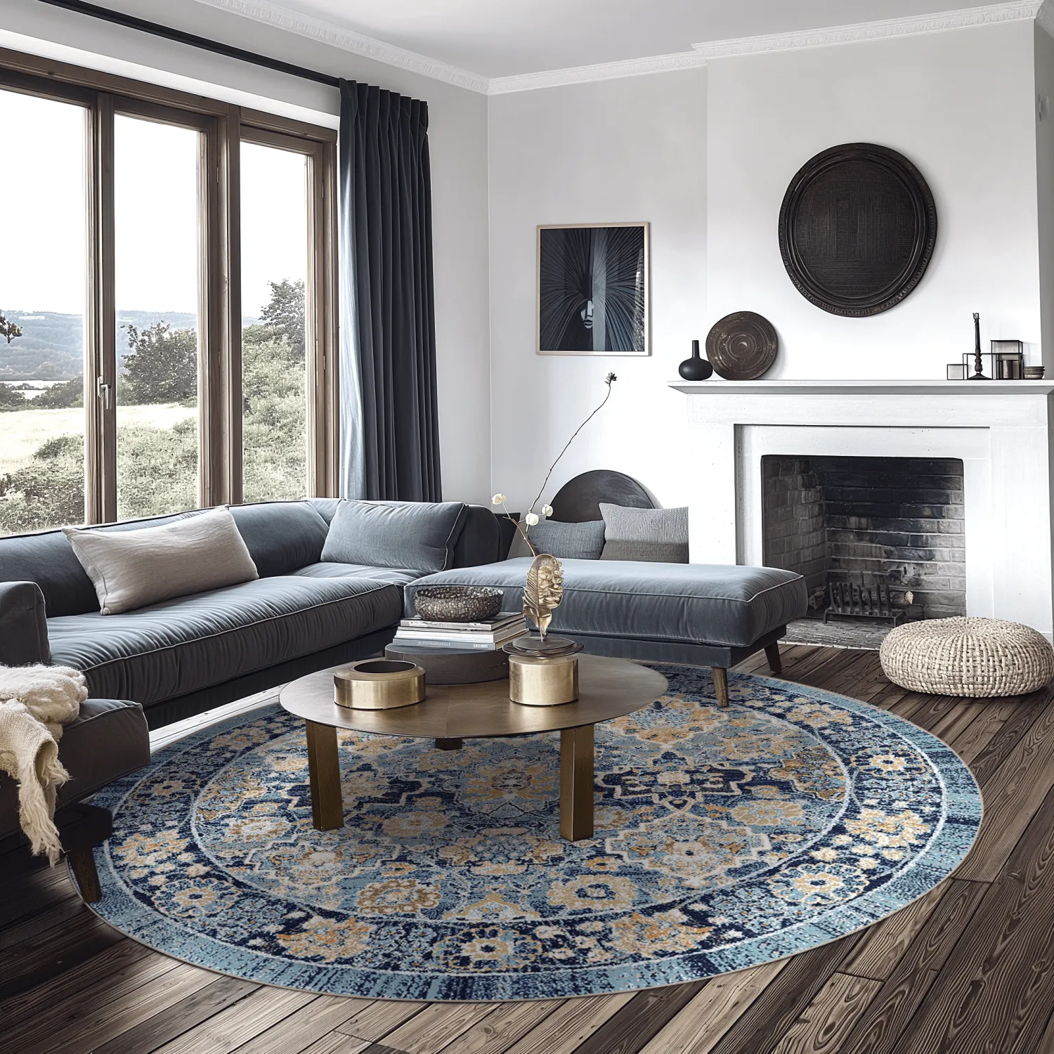 Tapete redondo - Fernana (azul/multicolorido)