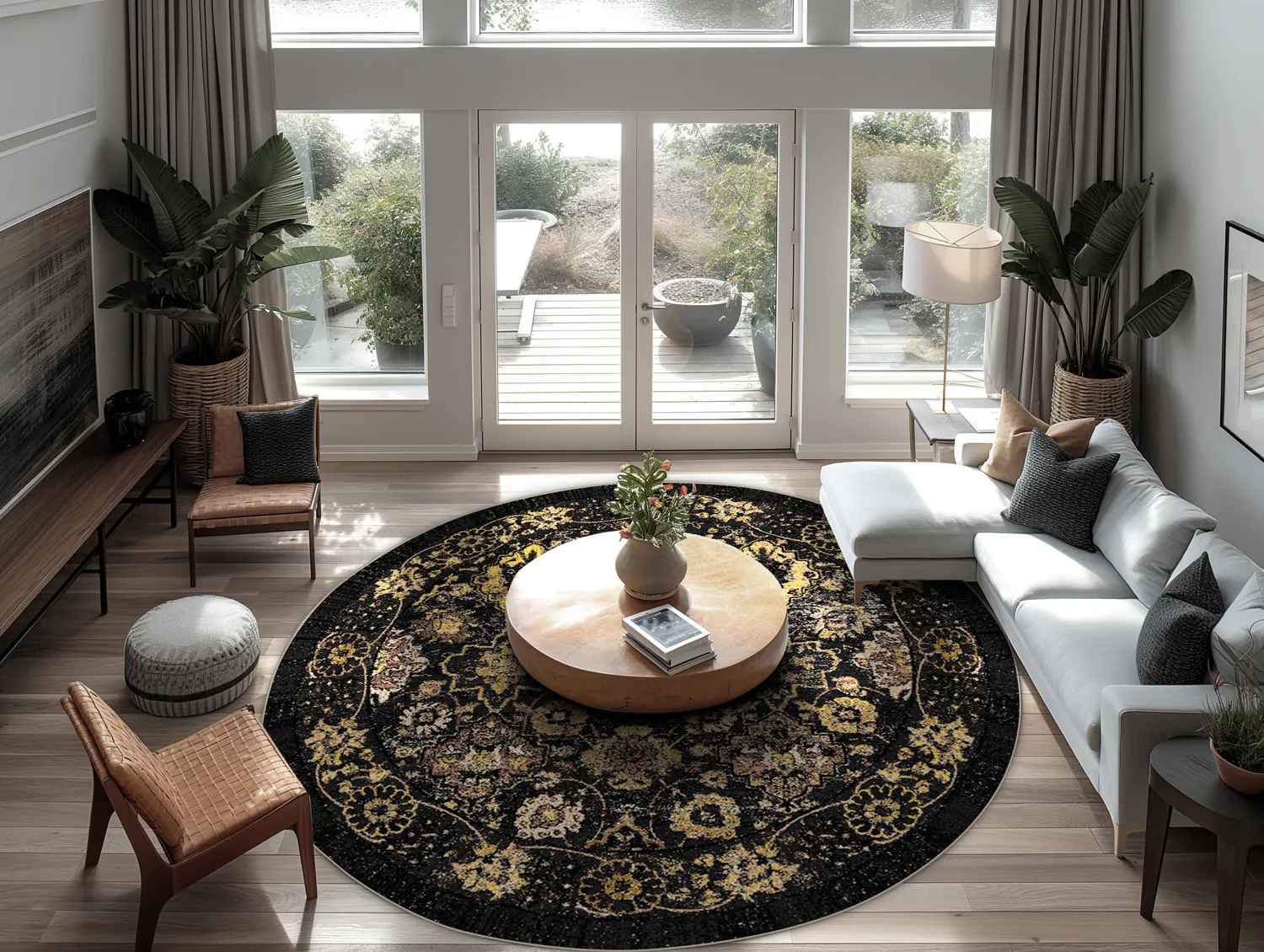 Tapete redondo - Fernana (preto/dourado)