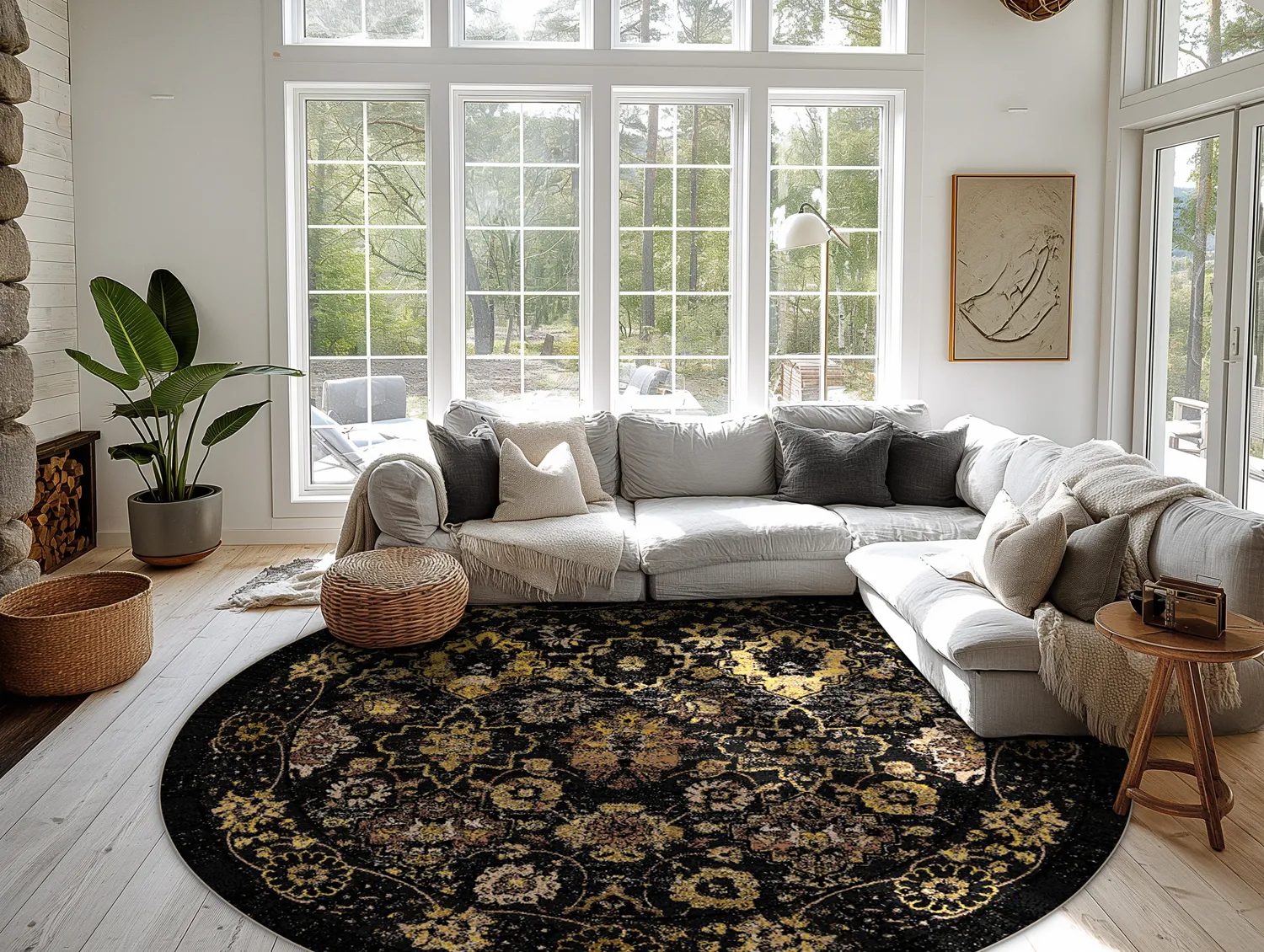 Tapete redondo - Fernana (preto/dourado)