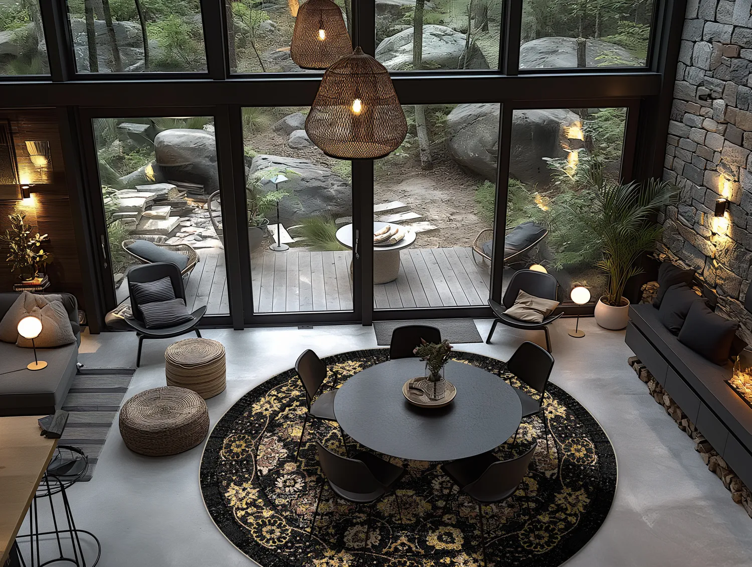 Tapete redondo - Fernana (preto/dourado)