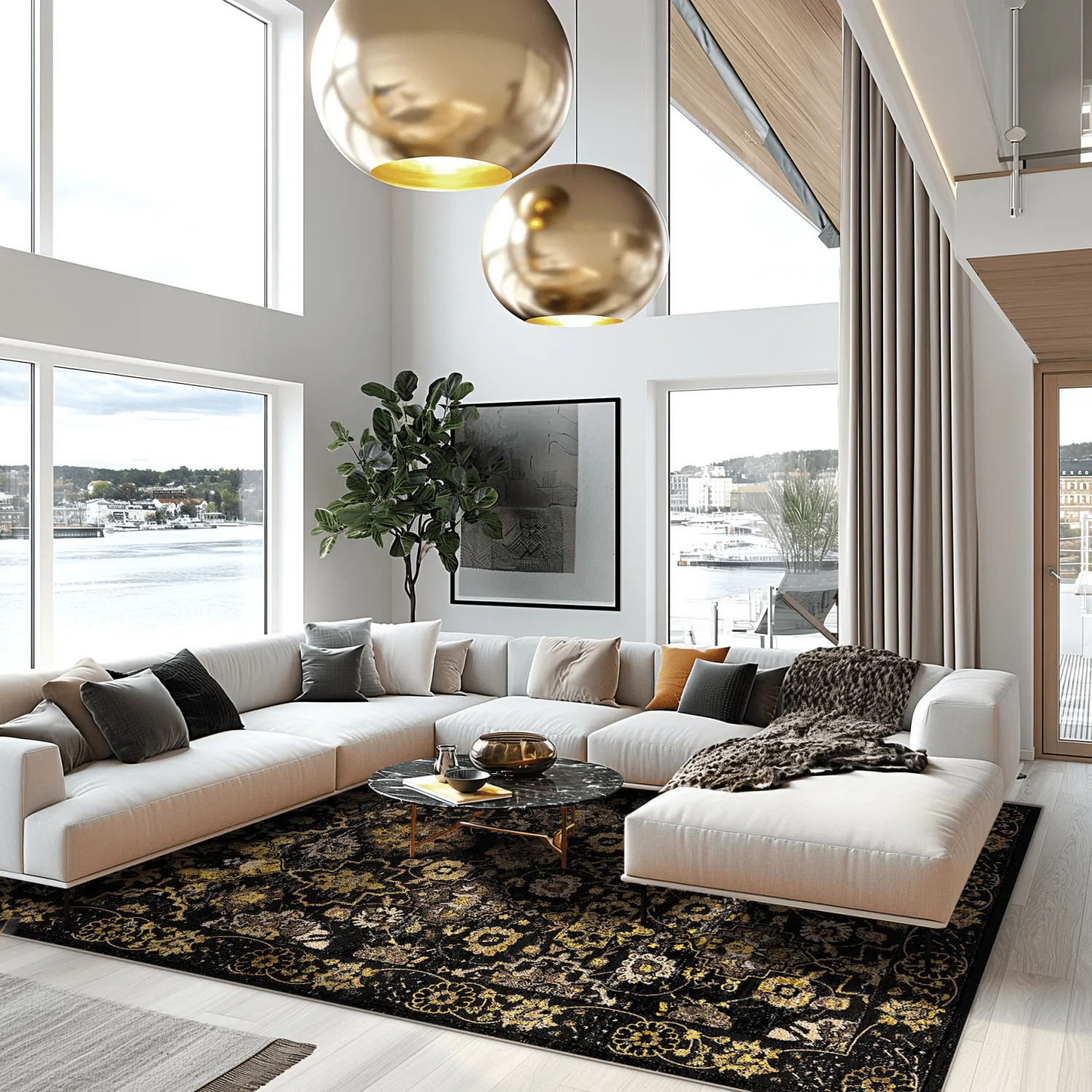 Tapete Wilton - Fernana (preto/dourado)