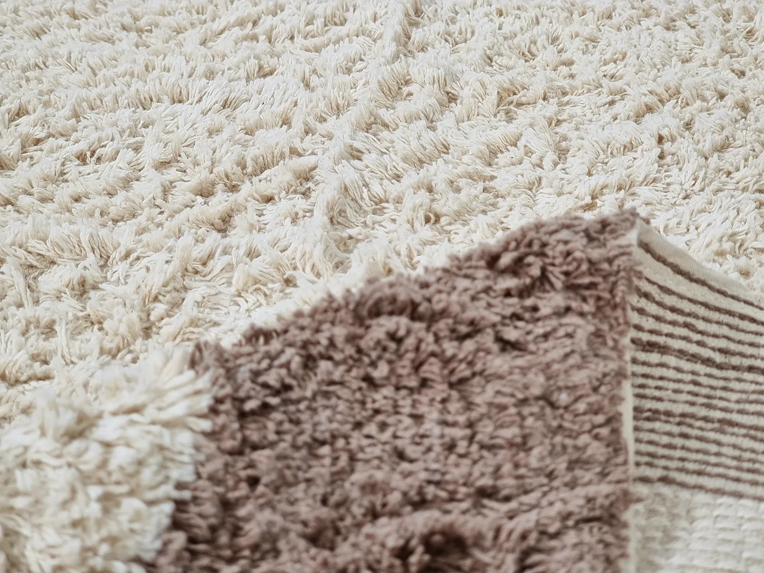 Tapetes felpudos - Galliano Natural Cotton Shaggy (offwhite/marrom)