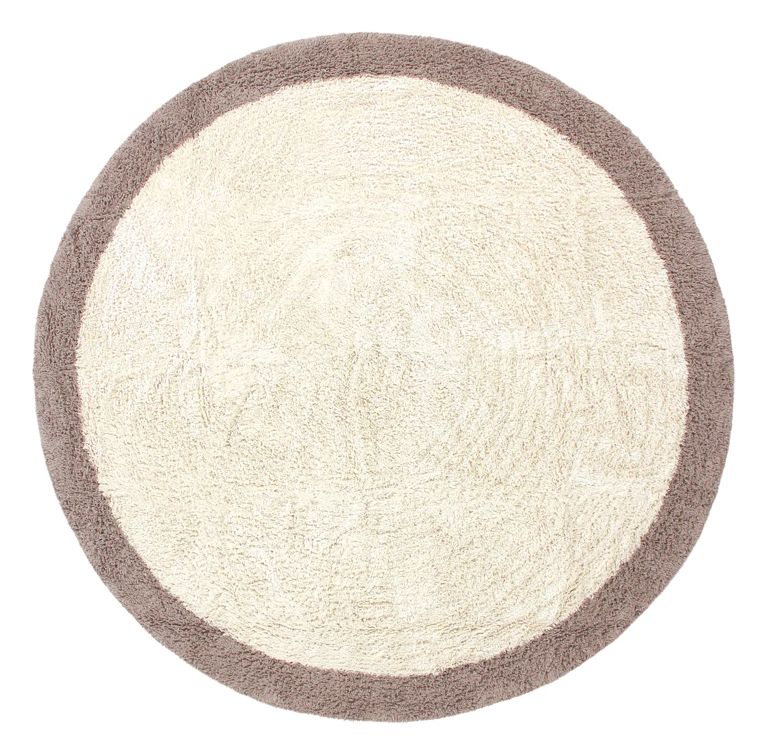 Tapete redondo - Galliano Natural Cotton Shaggy (offwhite/marrom)