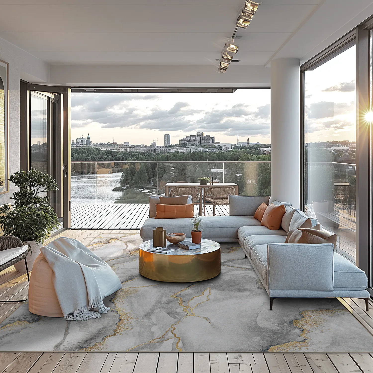 Tapete Wilton - Genova (cinza/branco/dourado)