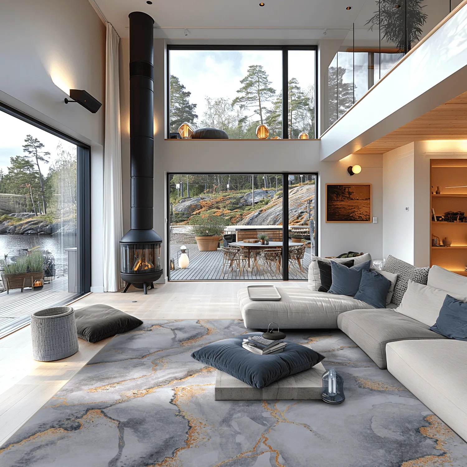 Tapete Wilton - Genova (cinza/branco/dourado)