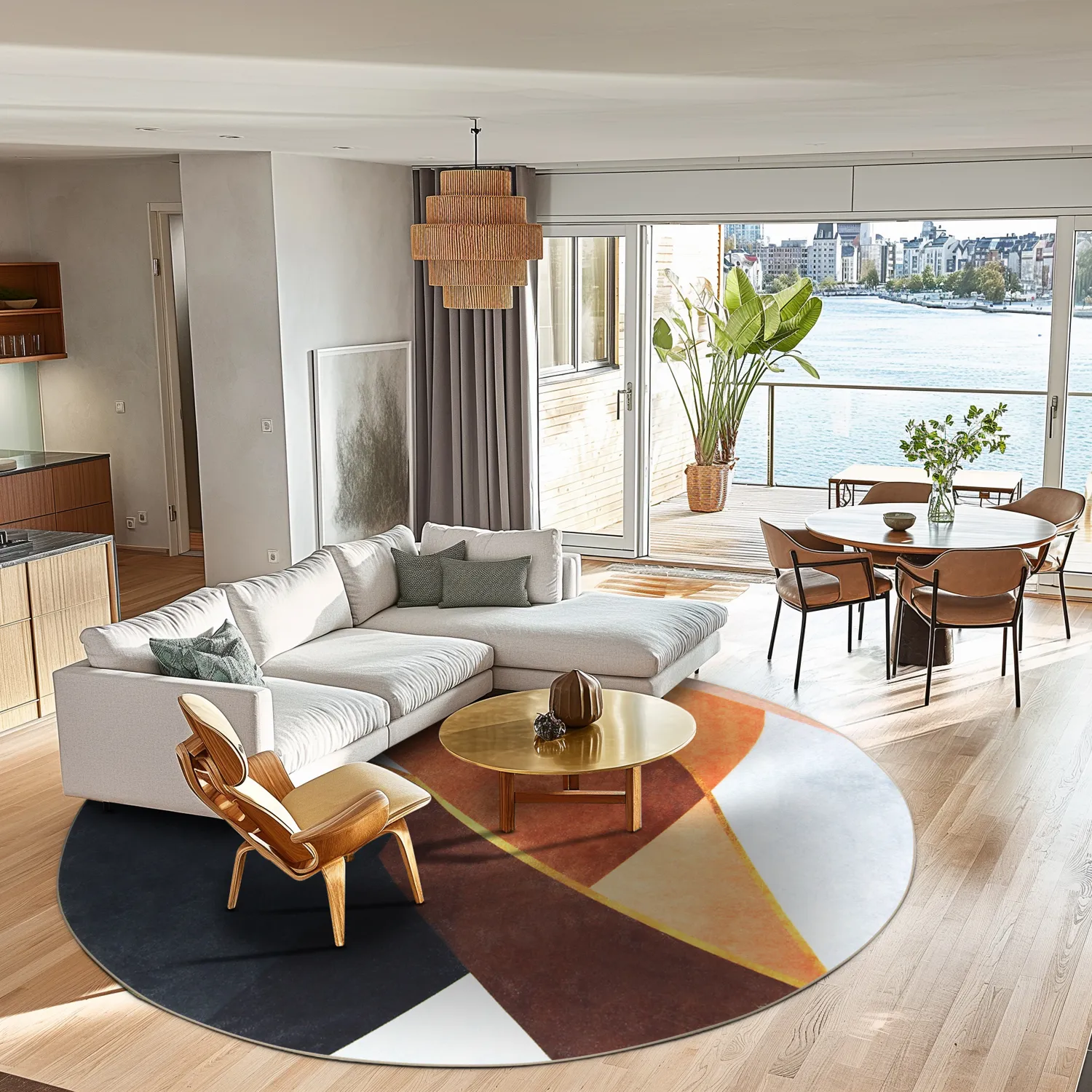 Tapete redondo - Hazel (laranja/multi)