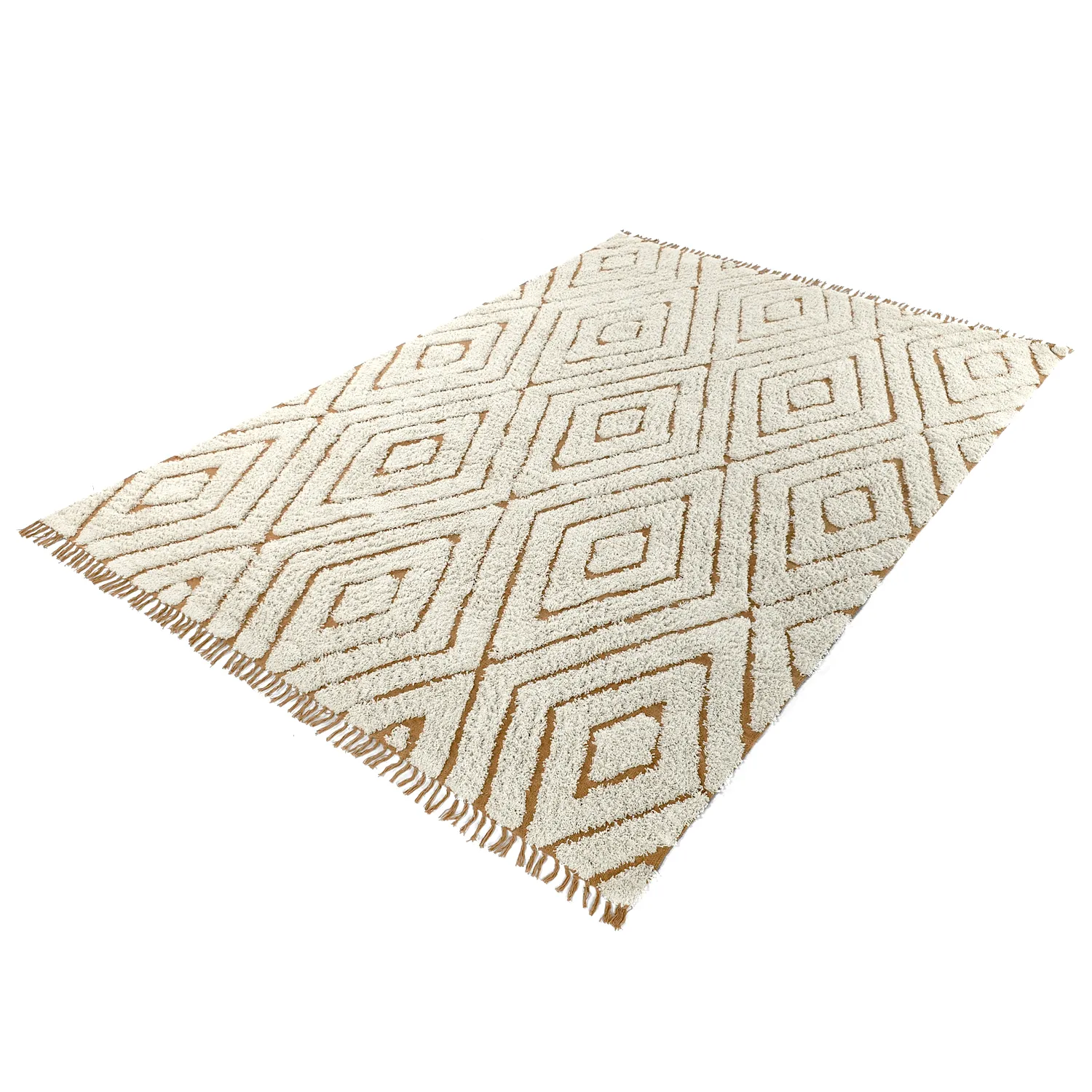 Tapetes felpudos - Holwell Natural Cotton Shaggy (umazano bela/rjava)