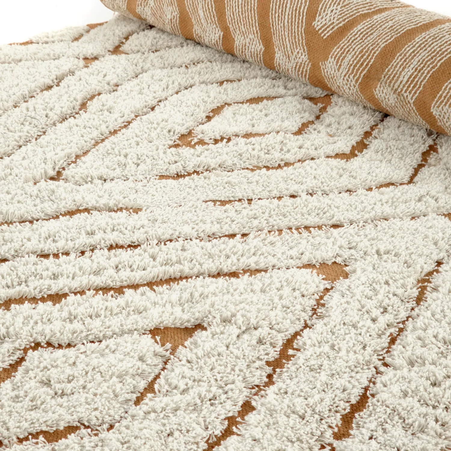 Tapetes felpudos - Holwell Natural Cotton Shaggy (umazano bela/rjava)